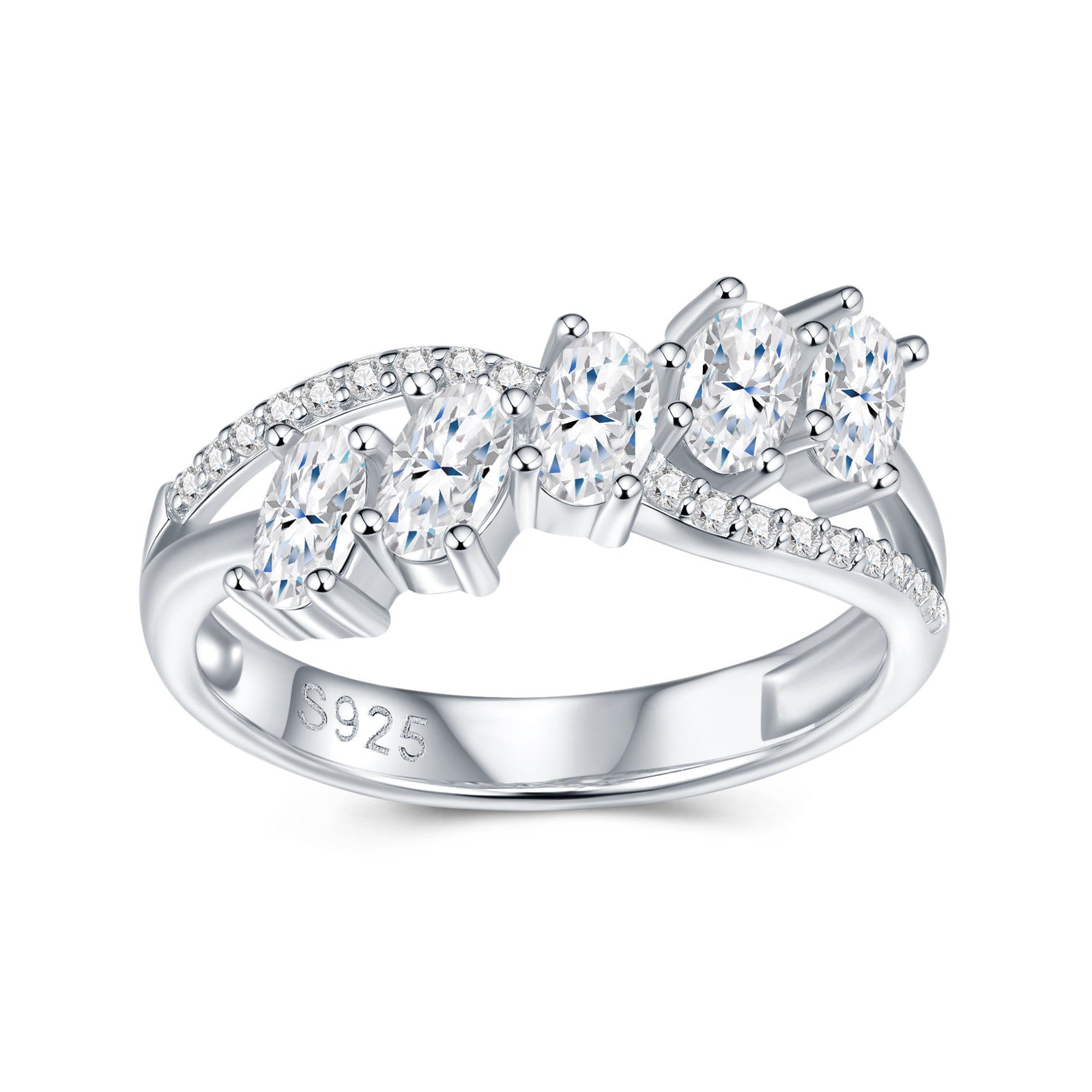 Trinity Row Moissanite Ring