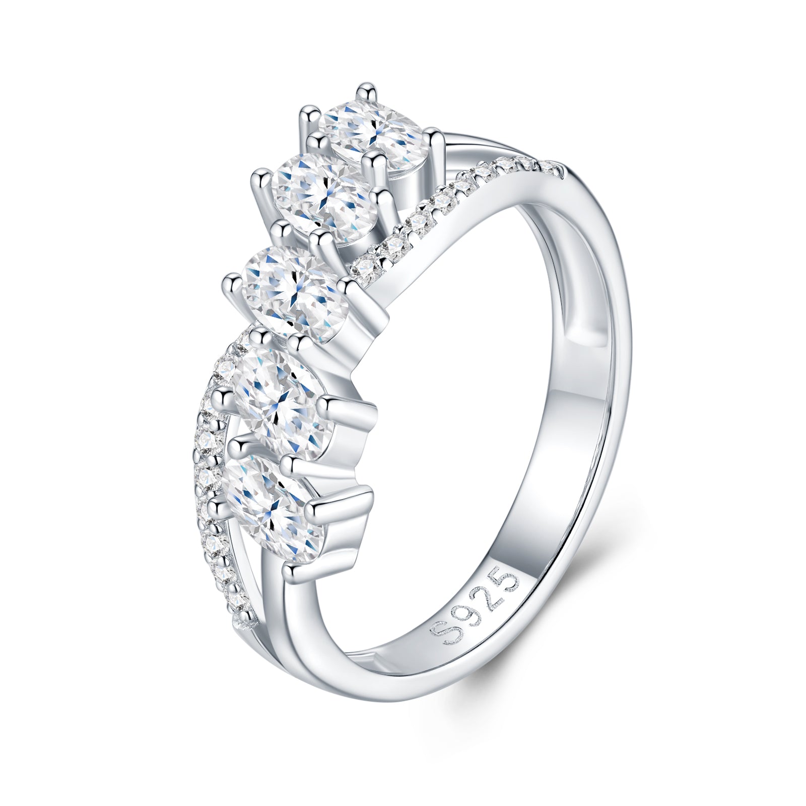 Trinity Row Moissanite Ring