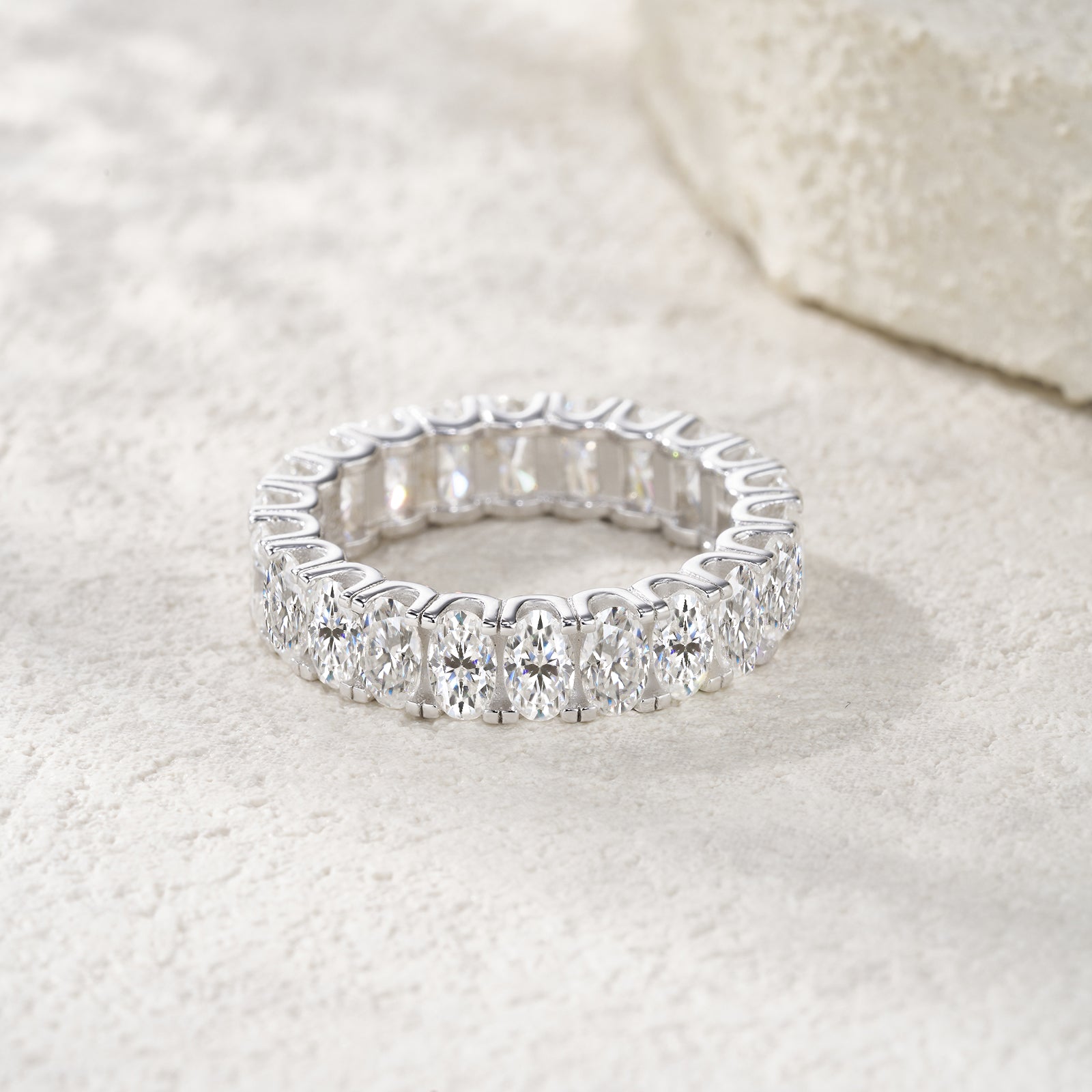 Oval Brilliant Eternity Band Moissanite Ring