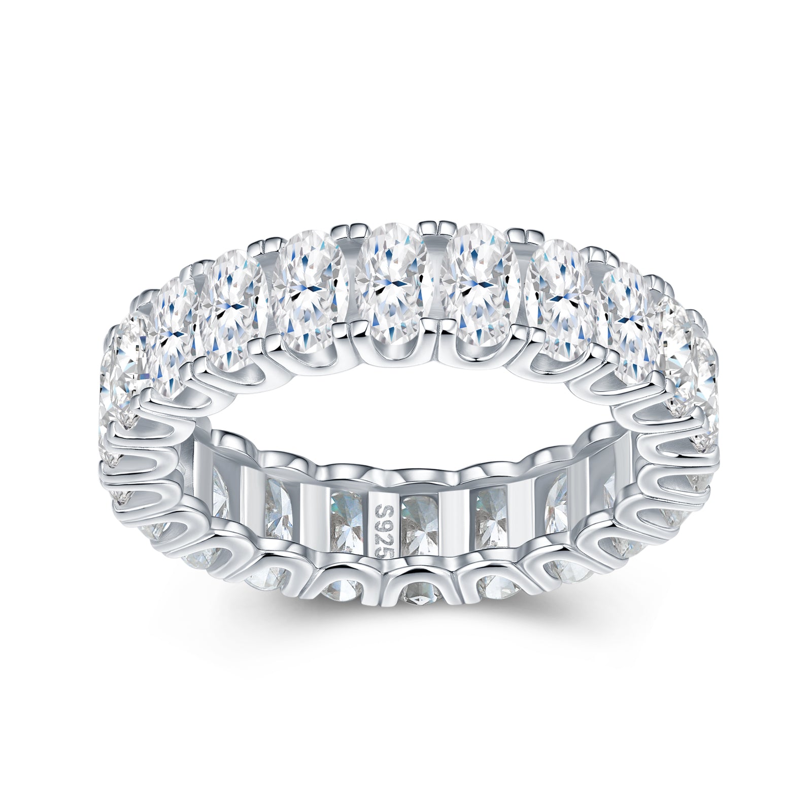 Oval Brilliant Eternity Band Moissanite Ring