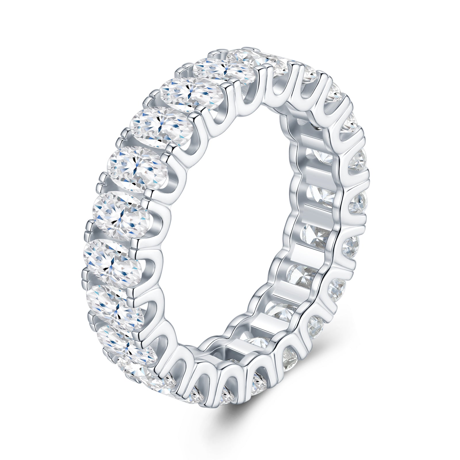 Oval Brilliant Eternity Band Moissanite Ring