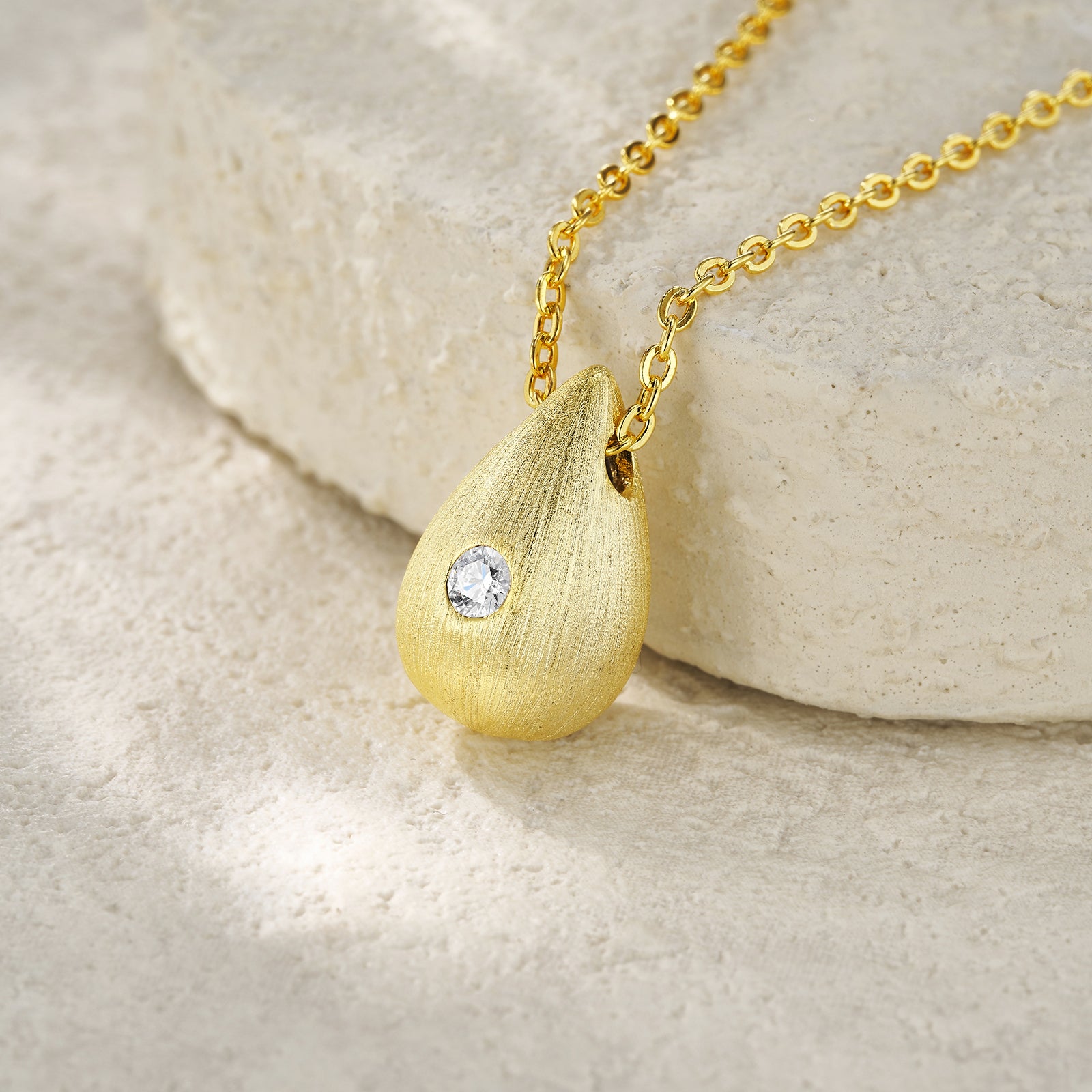 Teardrop Bezel-Set Solitaire Moissanite Pendant Necklace