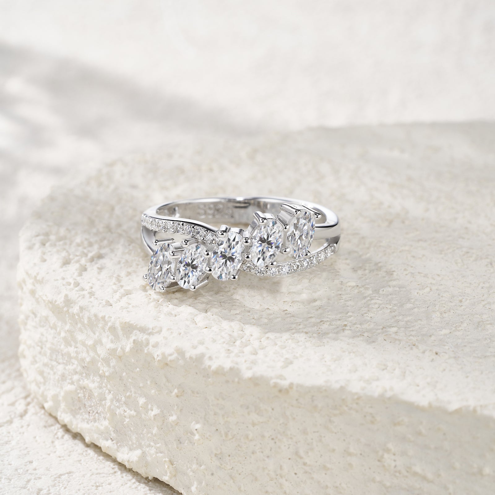 Trinity Row Moissanite Ring