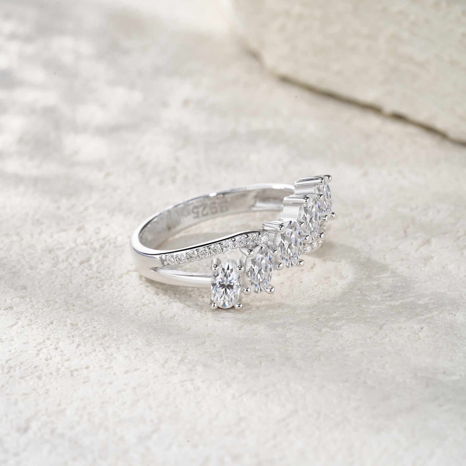 Trinity Row Moissanite Ring