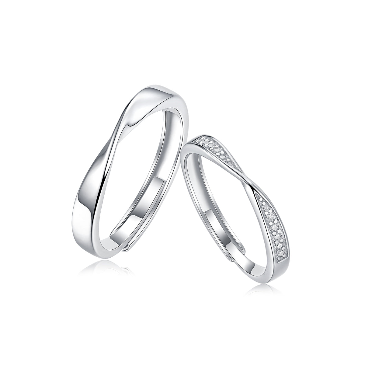 Möbius Couple Ring | 925 Sterling Silver Matching Band