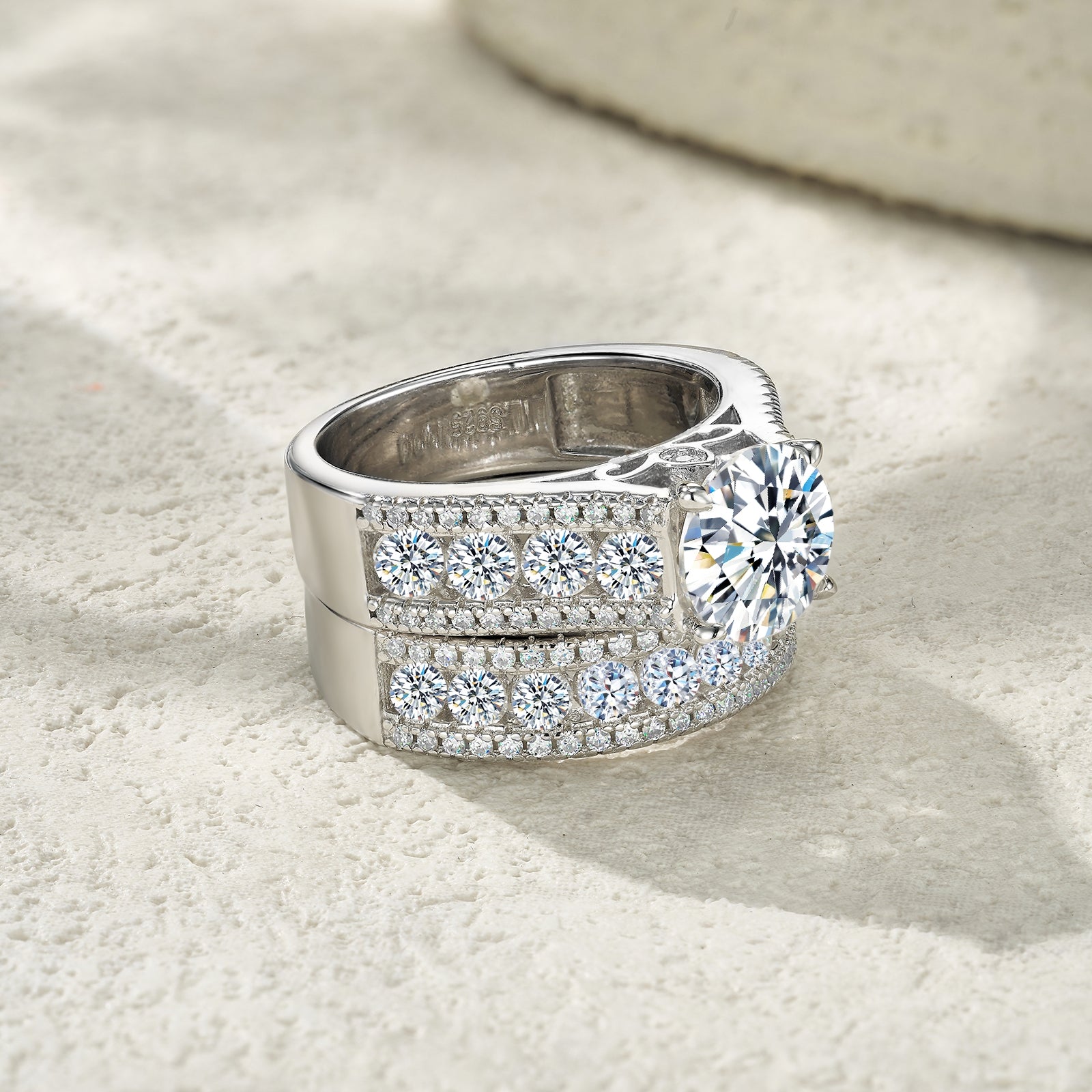 Empire Ring | Wide Pave Moissanite Statement Ring
