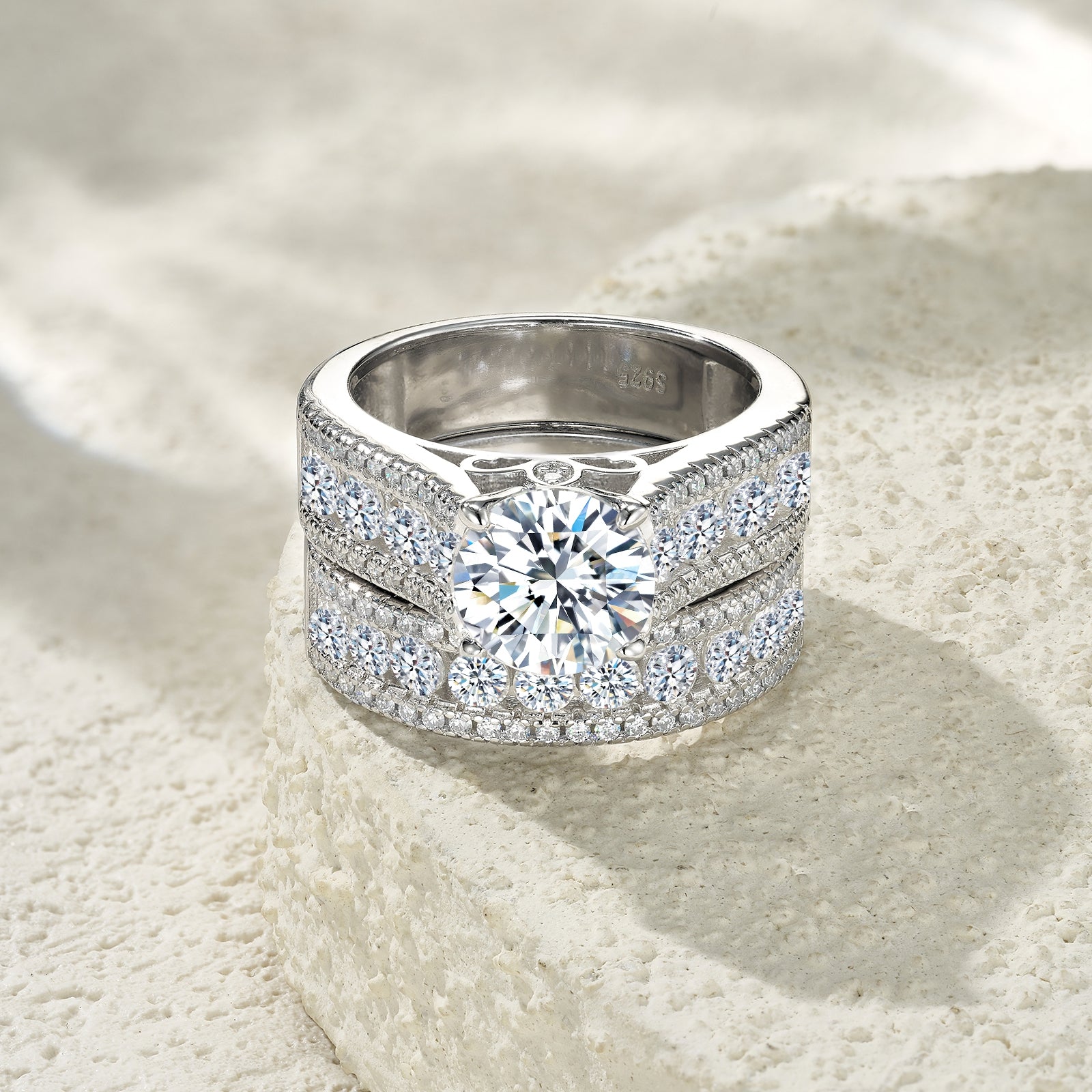 Empire Ring | Wide Pave Moissanite Statement Ring
