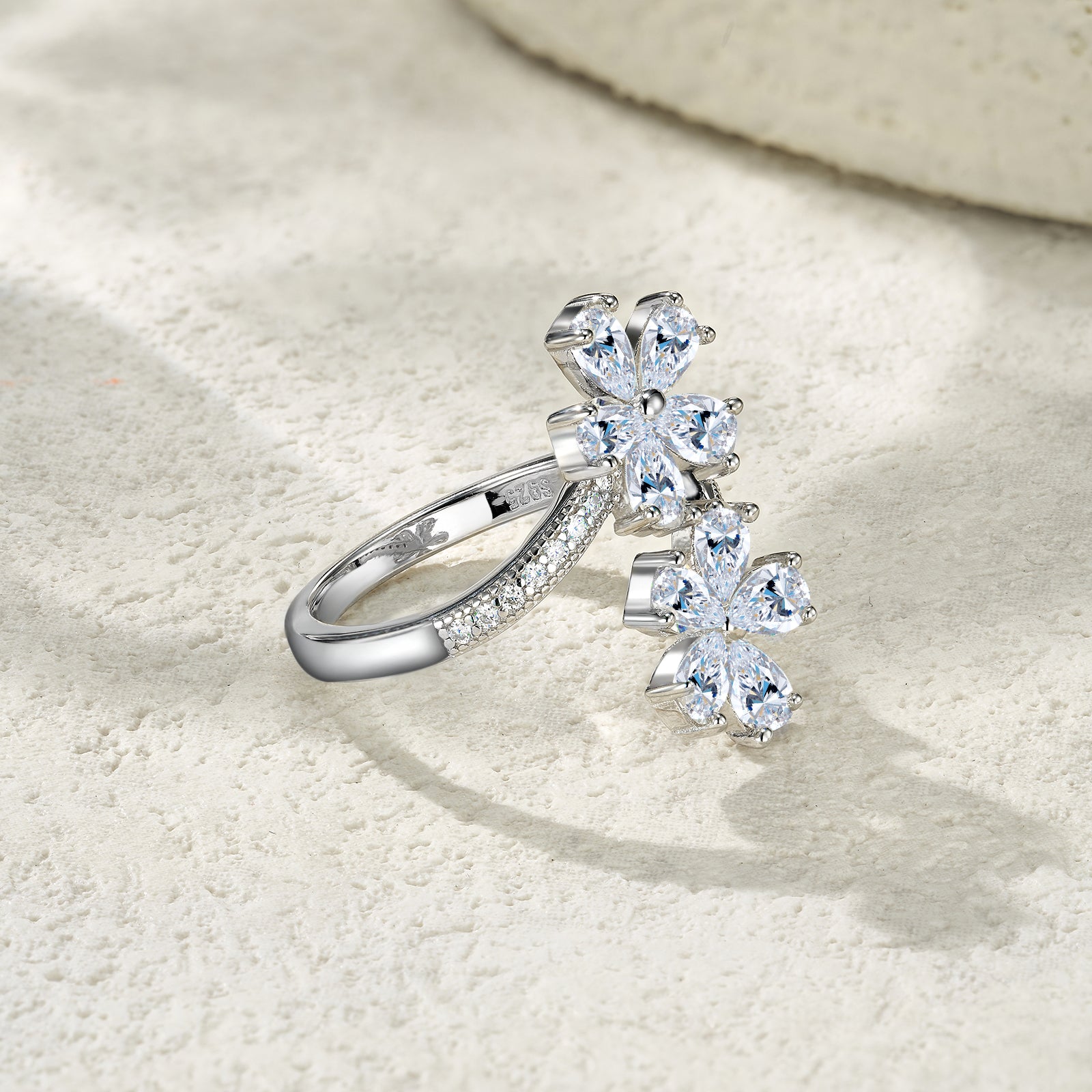 Camellia Ring | Double Floral Moissanite Ring