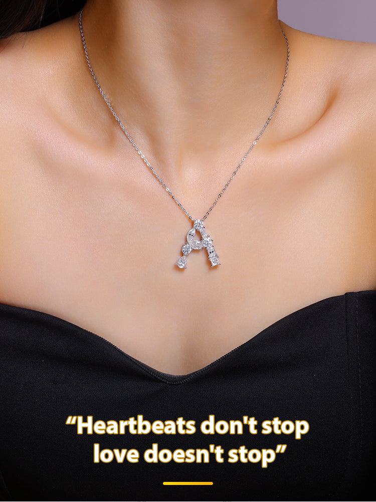Aurora Initial Necklace | Multi-Cut Letter Pendant, 925 Sterling Silver