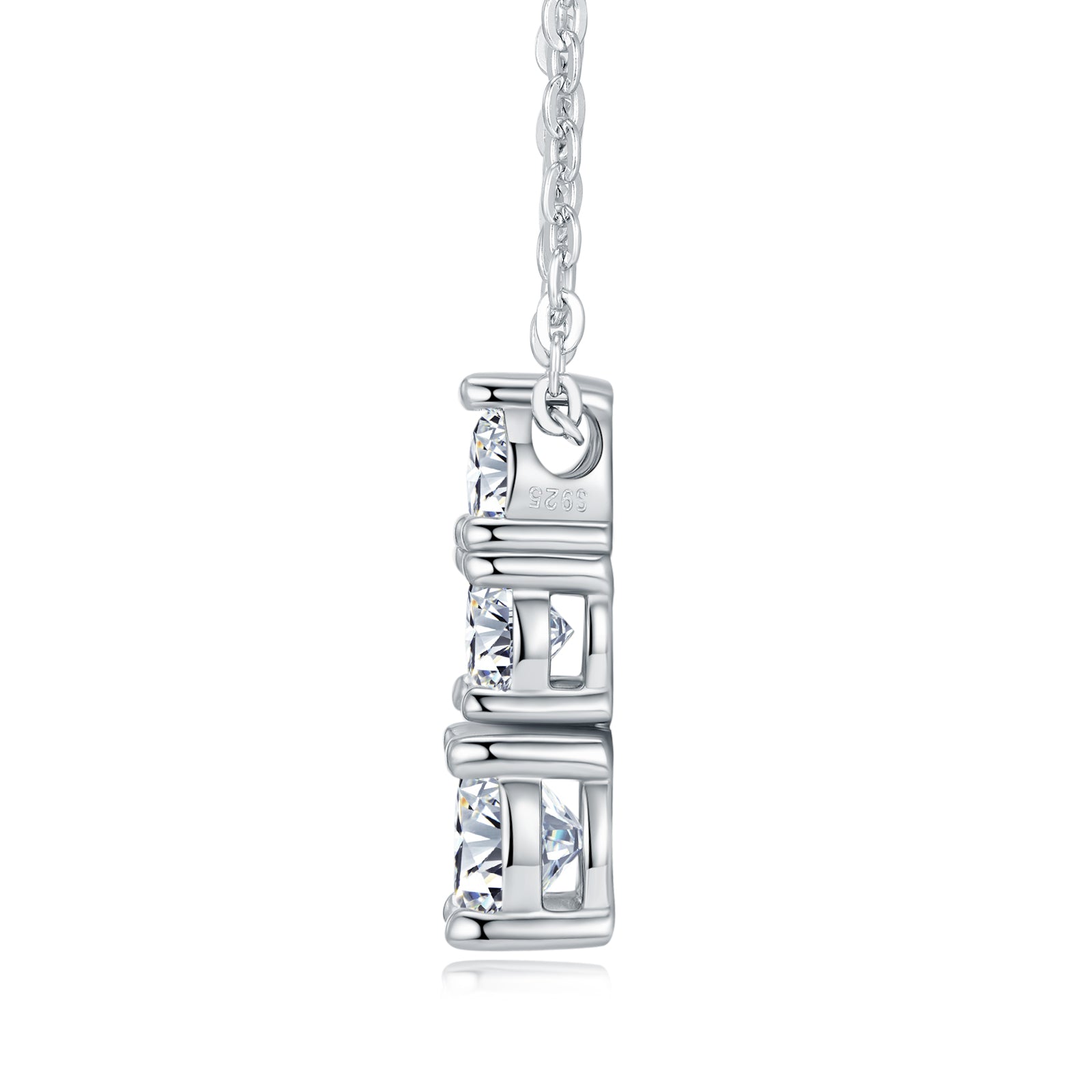 Round & Pear Three-Stone Prong-Set Moissanite Necklace