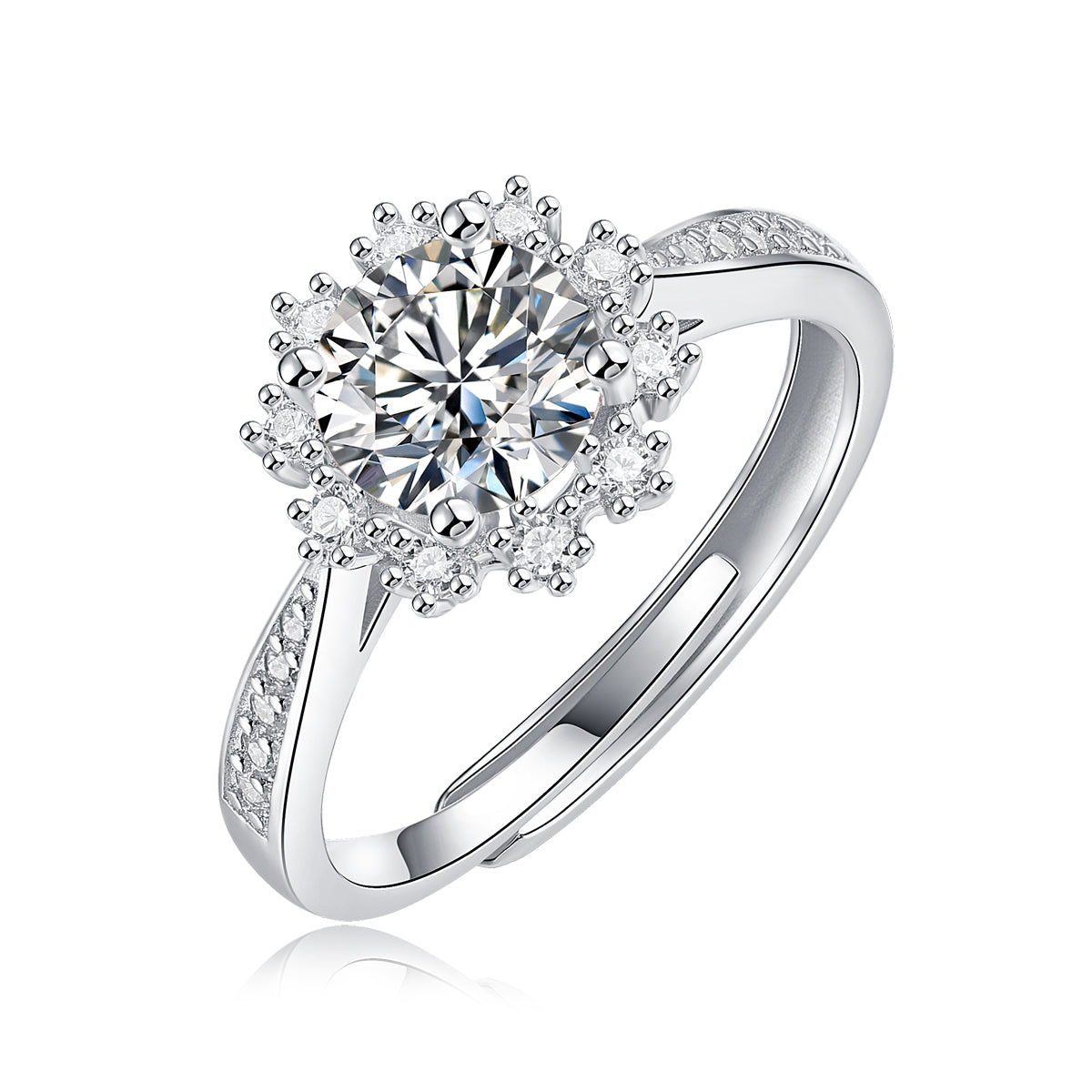 Snow Queen Ring | Floral Halo Moissanite Ring