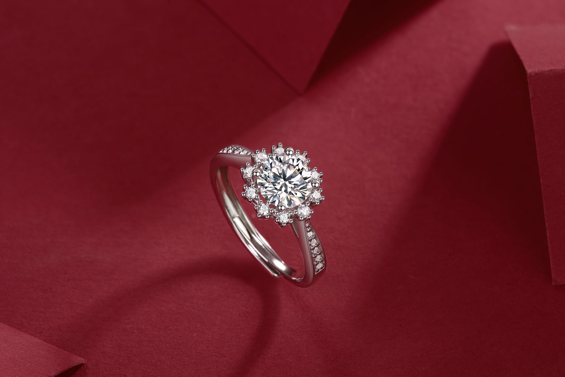 Snow Queen Ring | Floral Halo Moissanite Ring