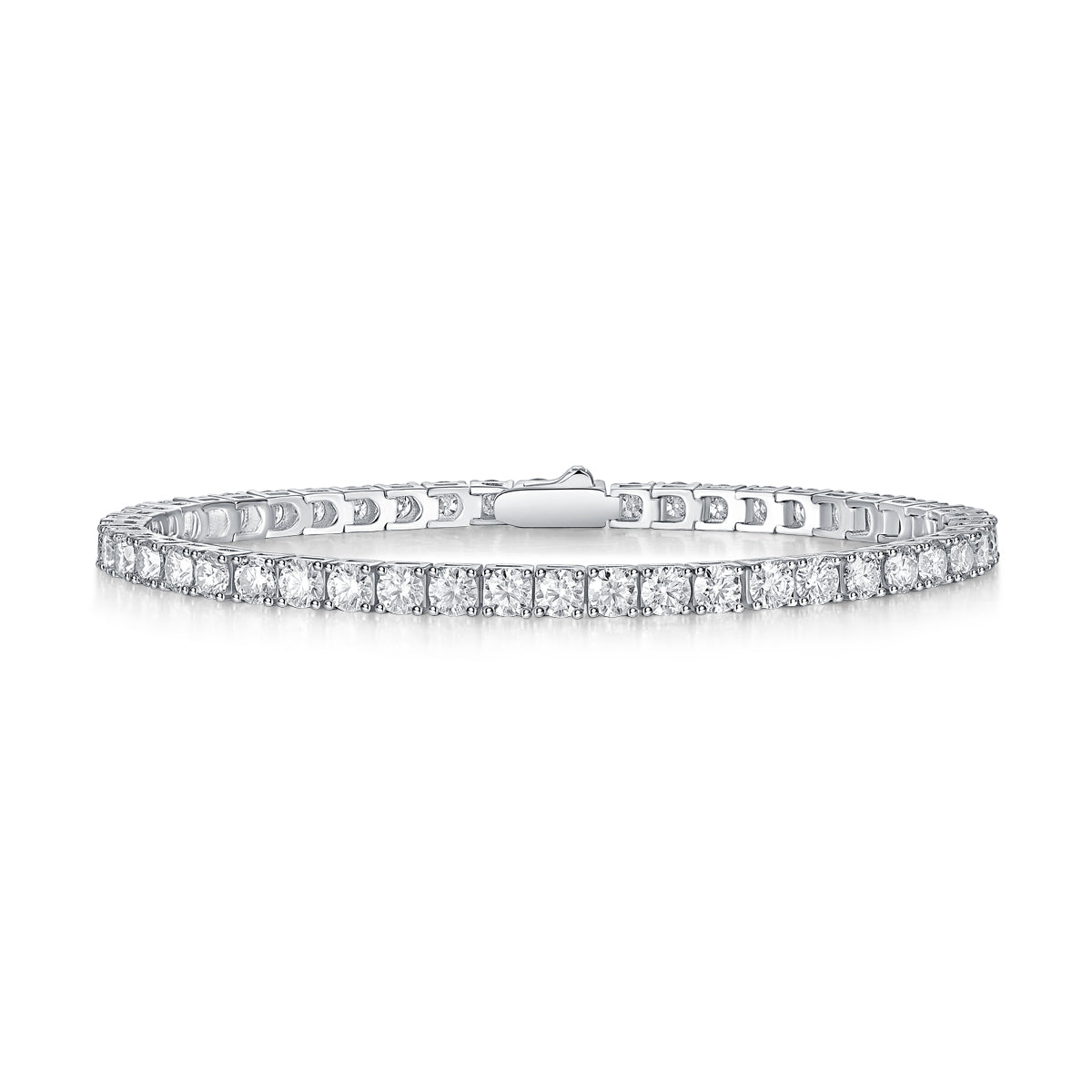 Gravitation Round Cut Moissanite Tennis Bracelet | 925 Sterling Silver