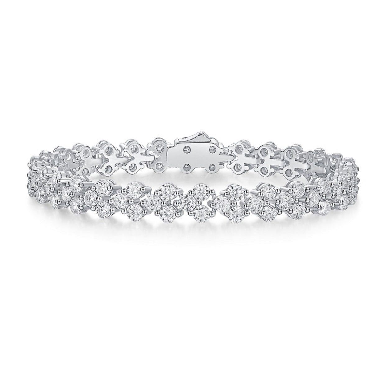Harmony Bracelet | 925 Sterling Silver, Floral Cluster Tennis Bracelet