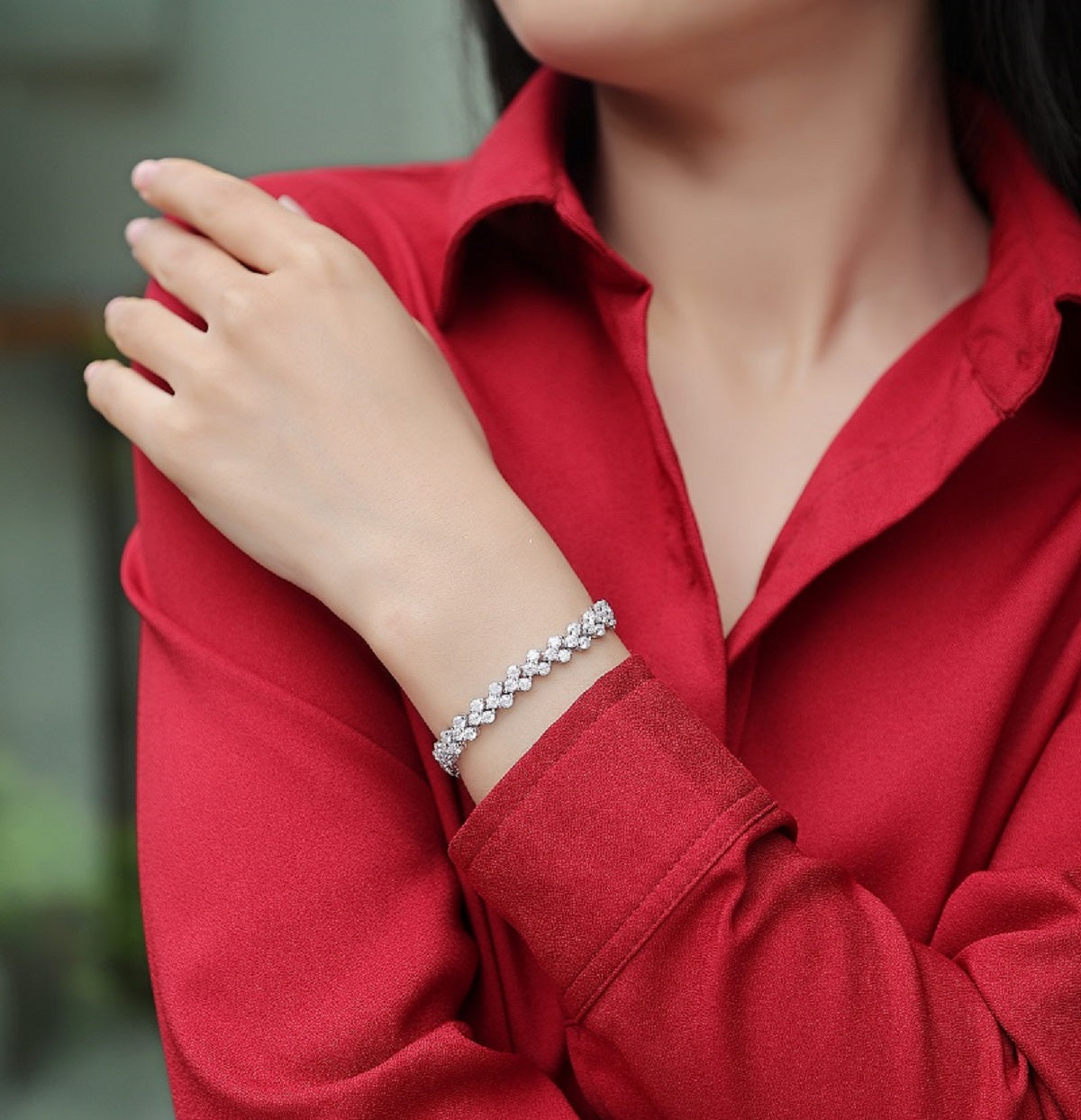 Harmony Bracelet | 925 Sterling Silver, Floral Cluster Tennis Bracelet