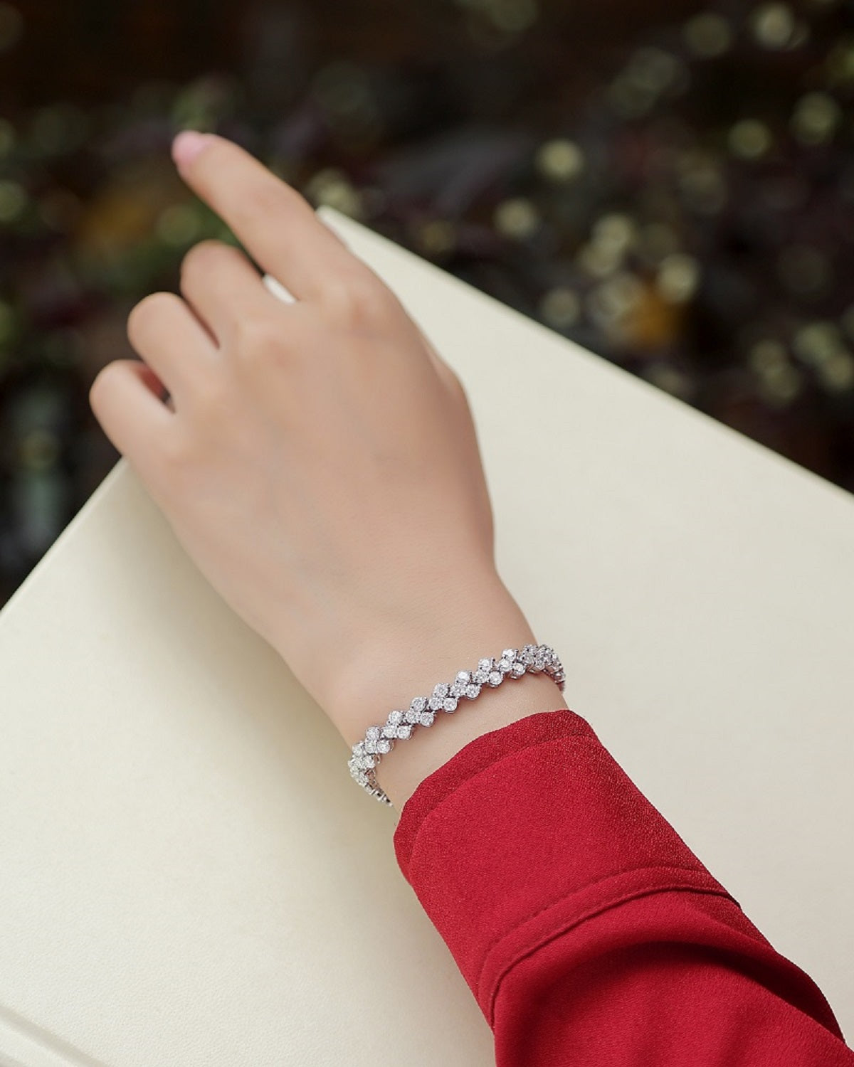Harmony Bracelet | 925 Sterling Silver, Floral Cluster Tennis Bracelet