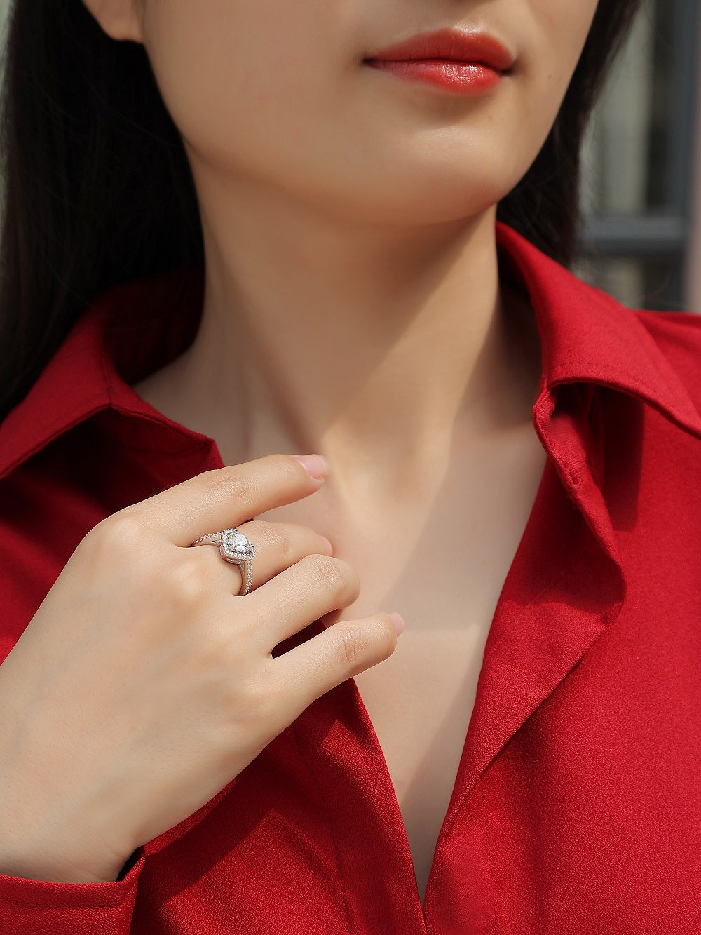 Julie Ring | Heart Halo Moissanite Ring