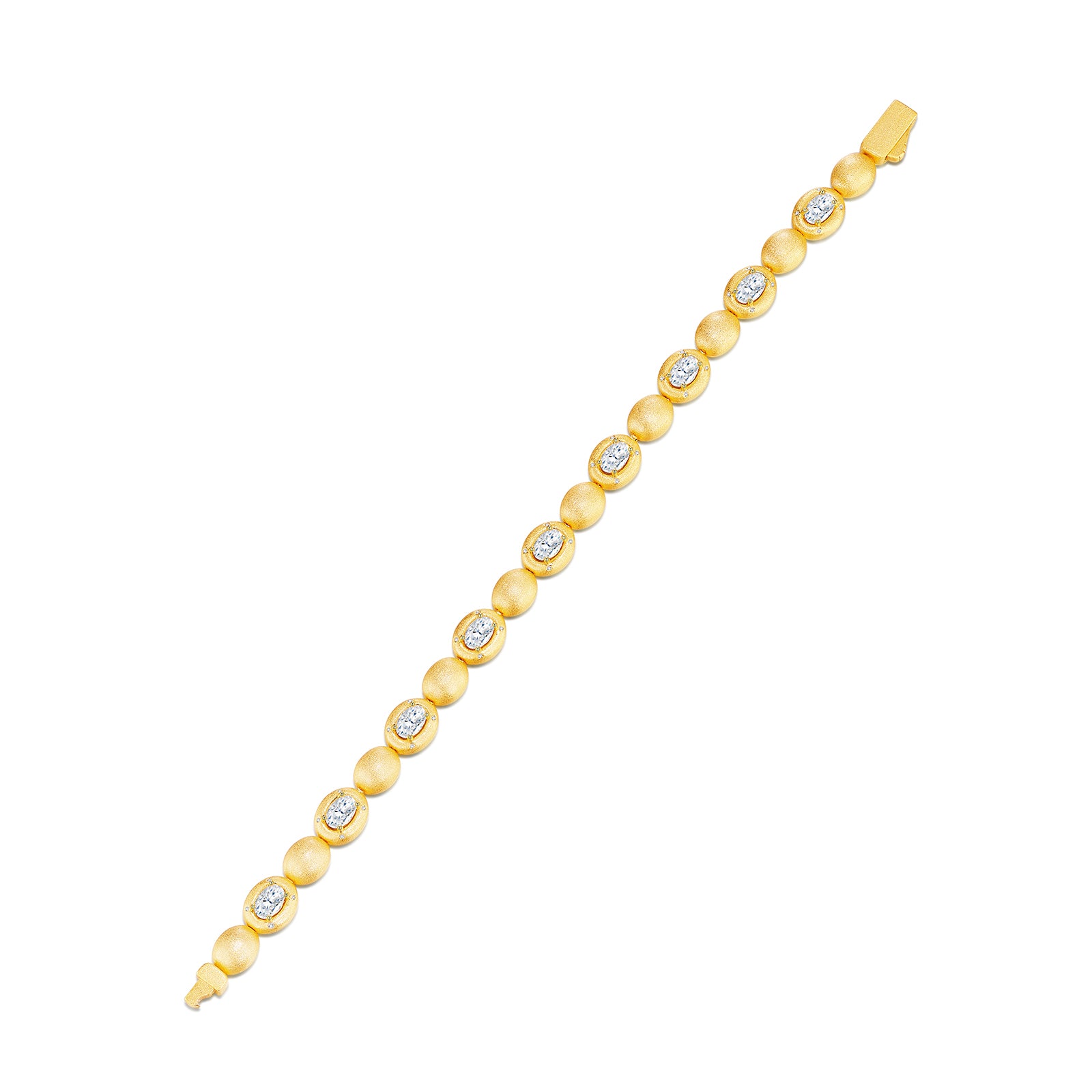 Selene Bracelet | 925 Sterling Silver, Oval Bezel Link Bracelet
