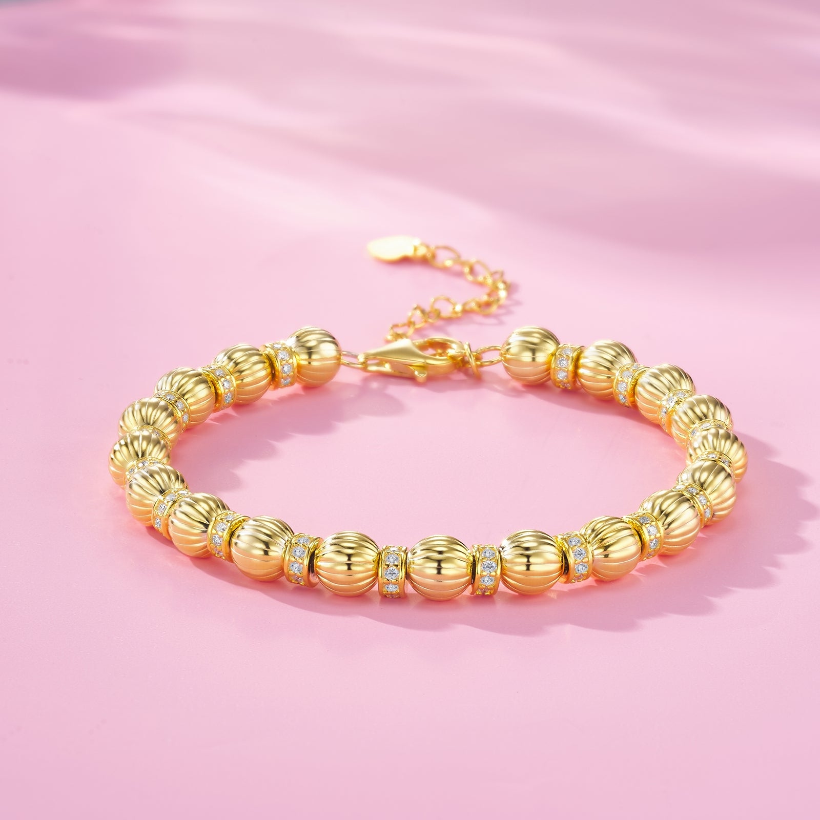 Soleil Bracelet | 925 Sterling Silver, Ribbed Bead Bracelet