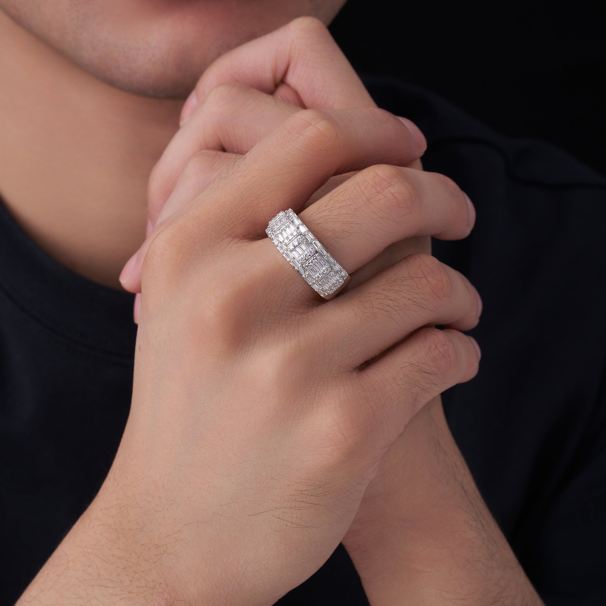 Regent Ring | Baguette Cluster Statement Band