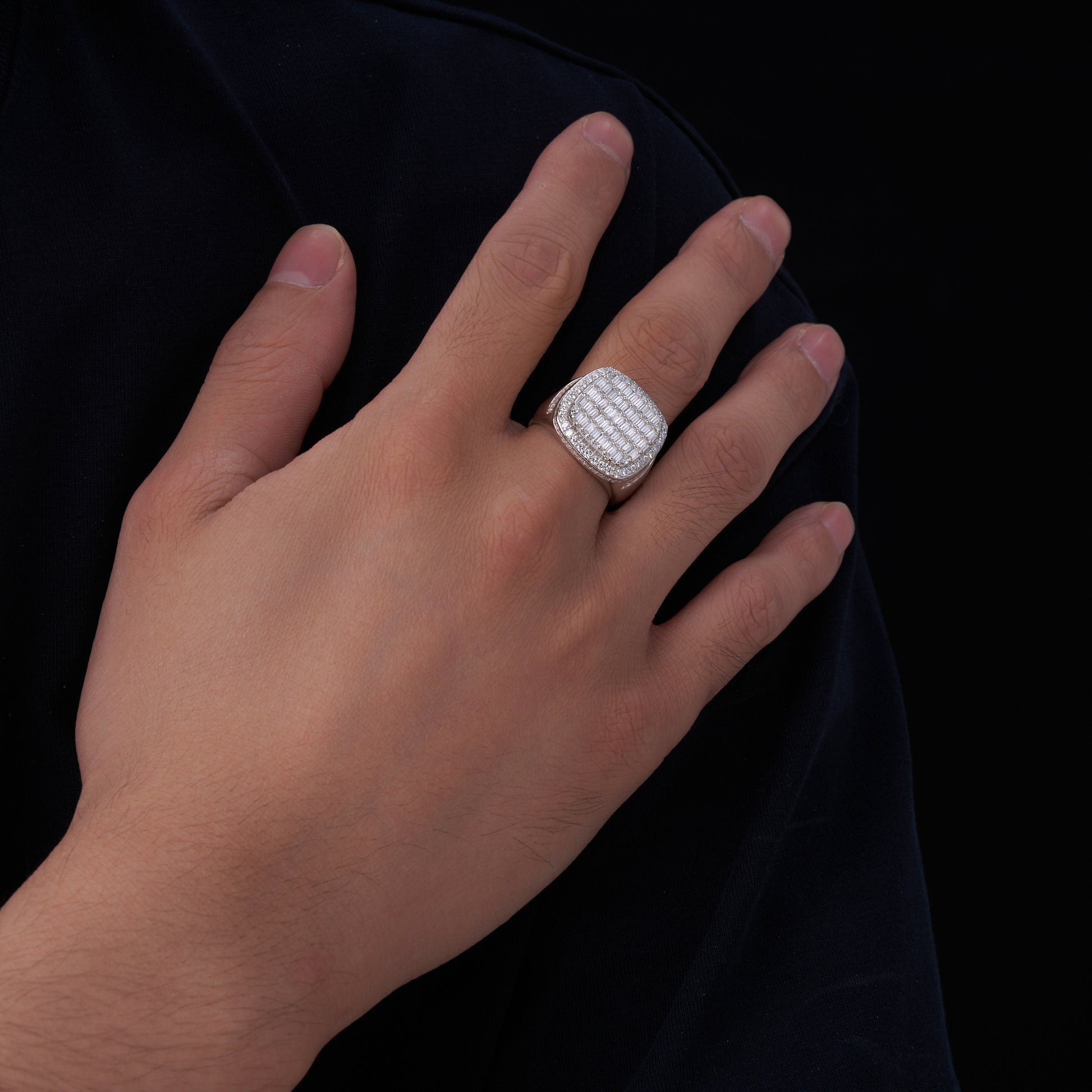 Monarch Ring | Baguette Pave Signet Ring
