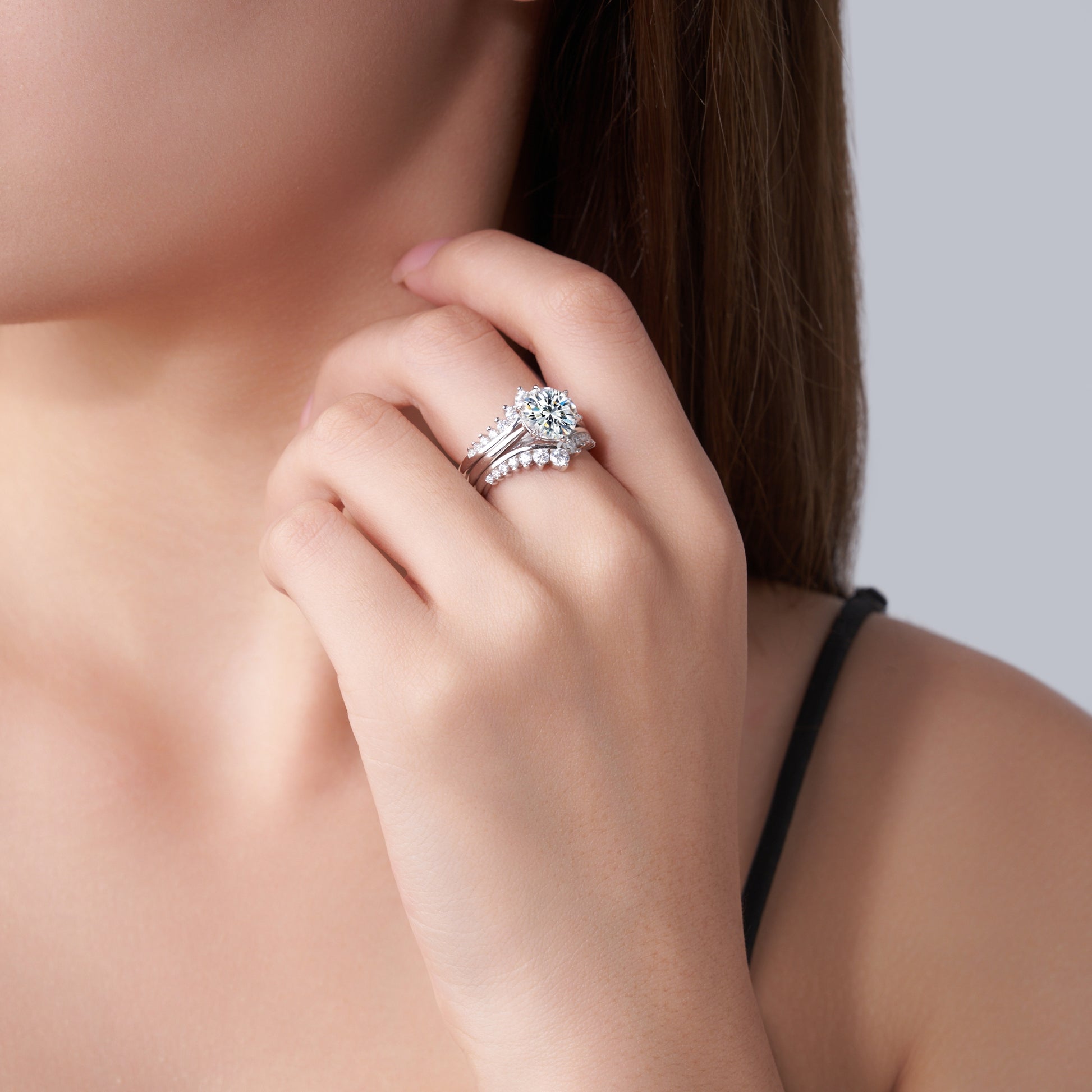 Celestia Ring Set | Round Moissanite Bridal Set