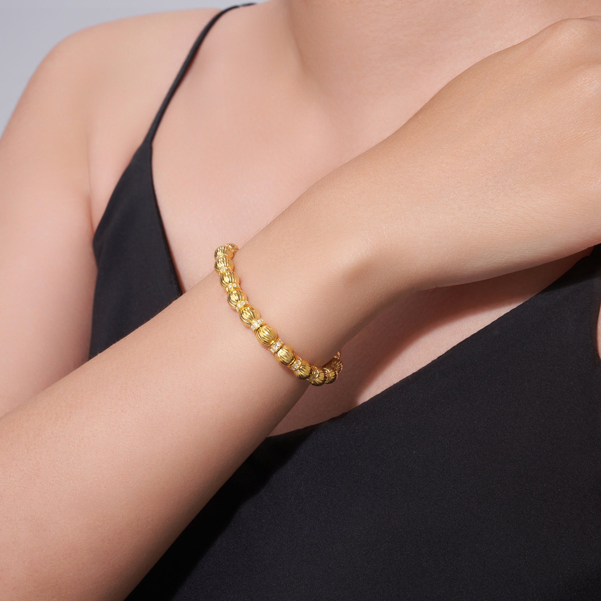 Soleil Bracelet | 925 Sterling Silver, Ribbed Bead Bracelet