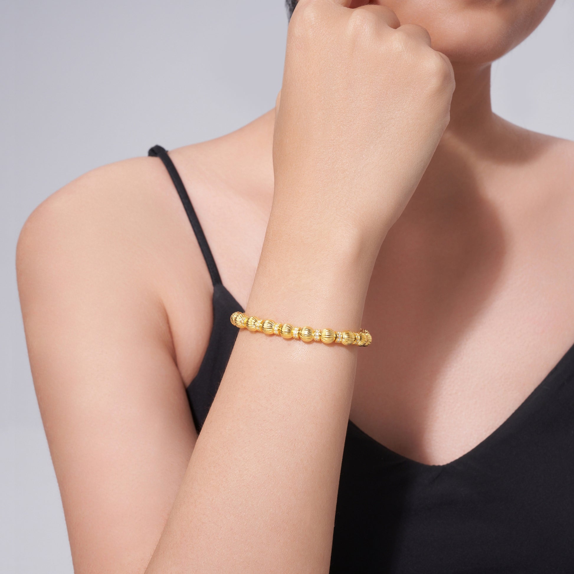 Soleil Bracelet | 925 Sterling Silver, Ribbed Bead Bracelet