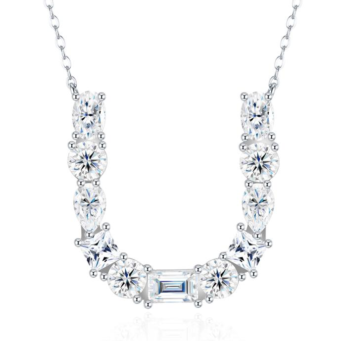 Aurora Initial Necklace | Multi-Cut Letter Pendant, 925 Sterling Silver