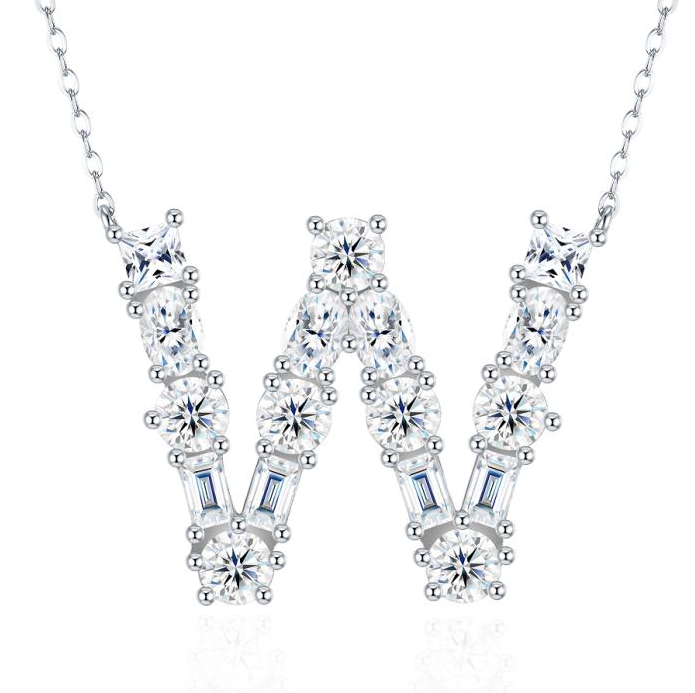Aurora Initial Necklace | Multi-Cut Letter Pendant, 925 Sterling Silver
