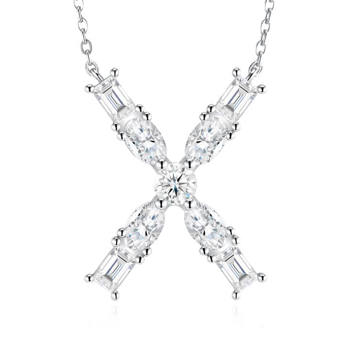 Aurora Initial Necklace | Multi-Cut Letter Pendant, 925 Sterling Silver