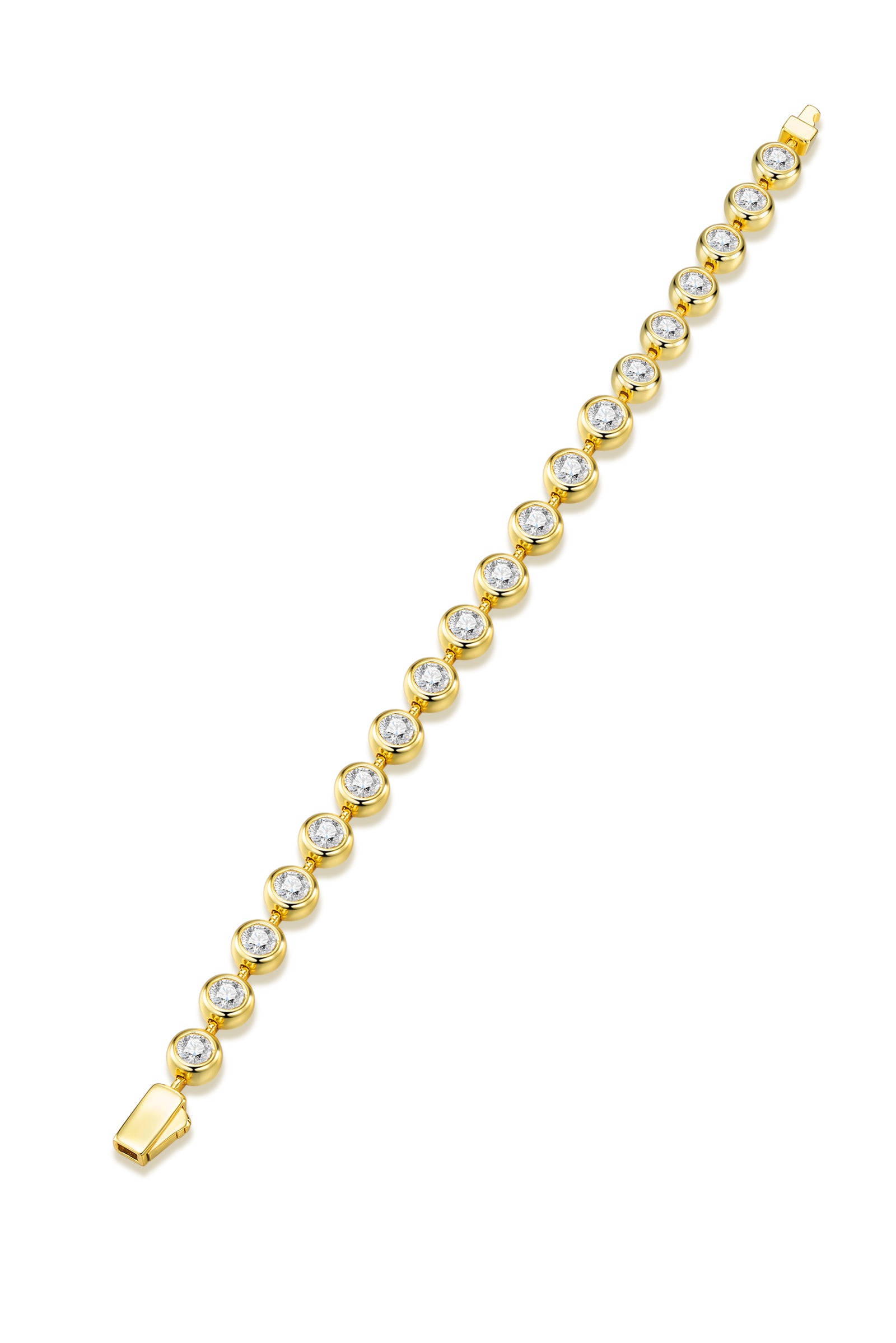 Solar Bezel Tennis Bracelet | Round Cut Moissanite, 925 Sterling Silver