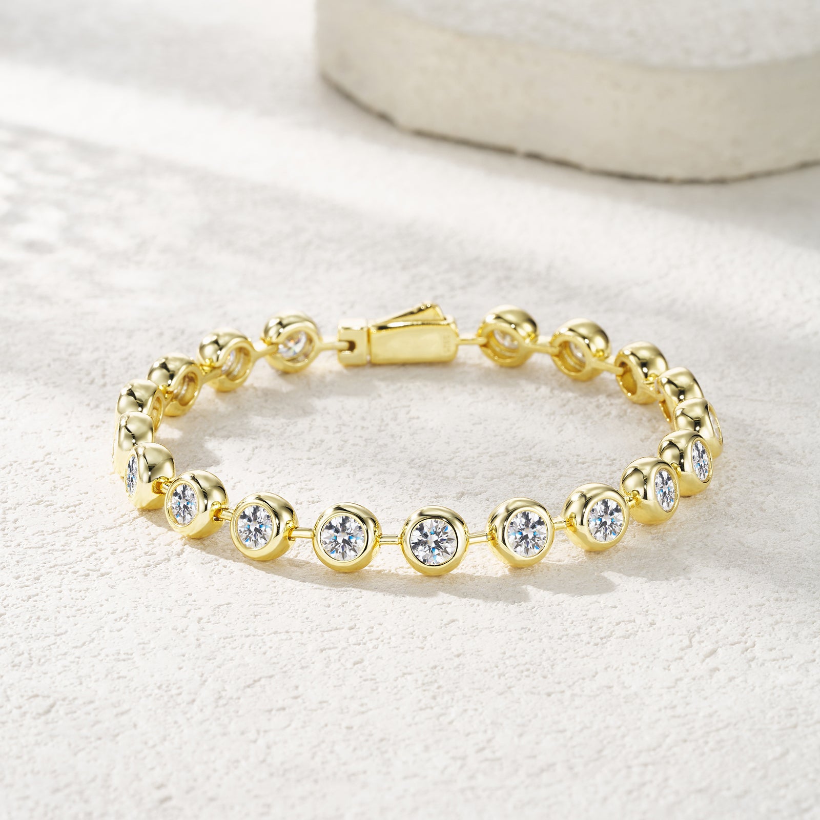 Solar Bezel Tennis Bracelet | Round Cut Moissanite, 925 Sterling Silver