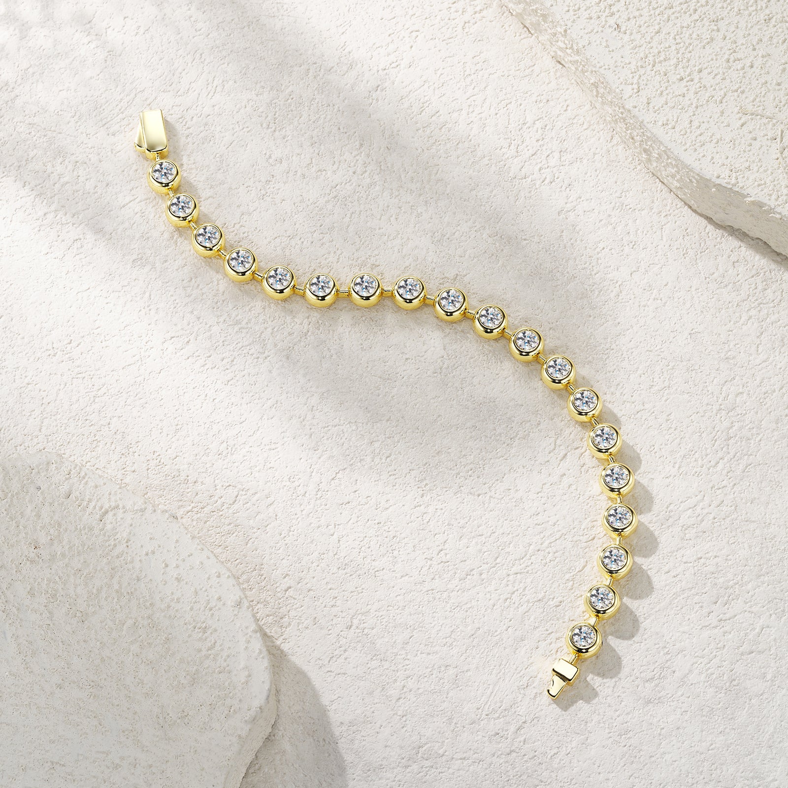 Solar Bezel Tennis Bracelet | Round Cut Moissanite, 925 Sterling Silver