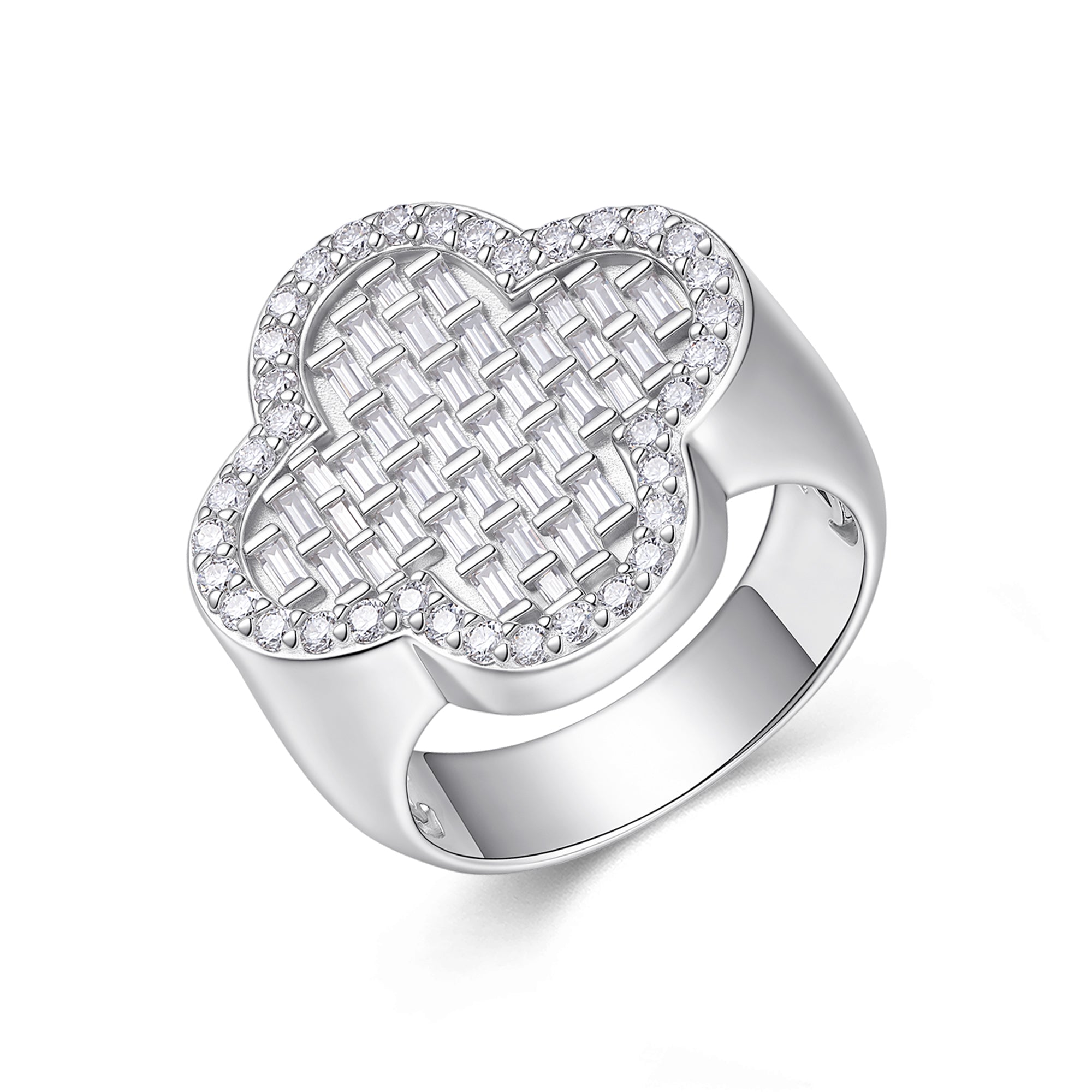 Clover Ring | Quatrefoil Baguette Statement Ring