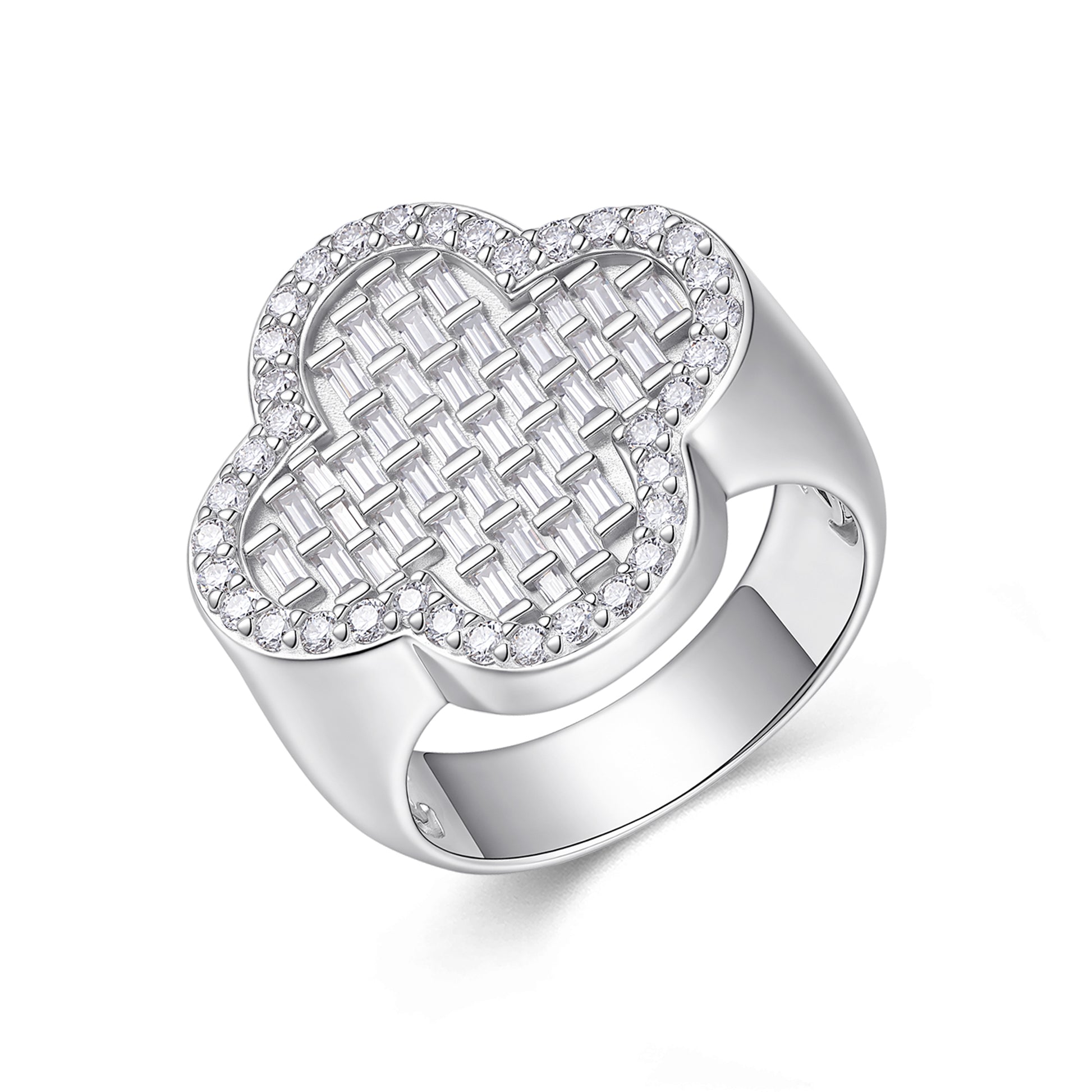 Clover Ring | Quatrefoil Baguette Statement Ring