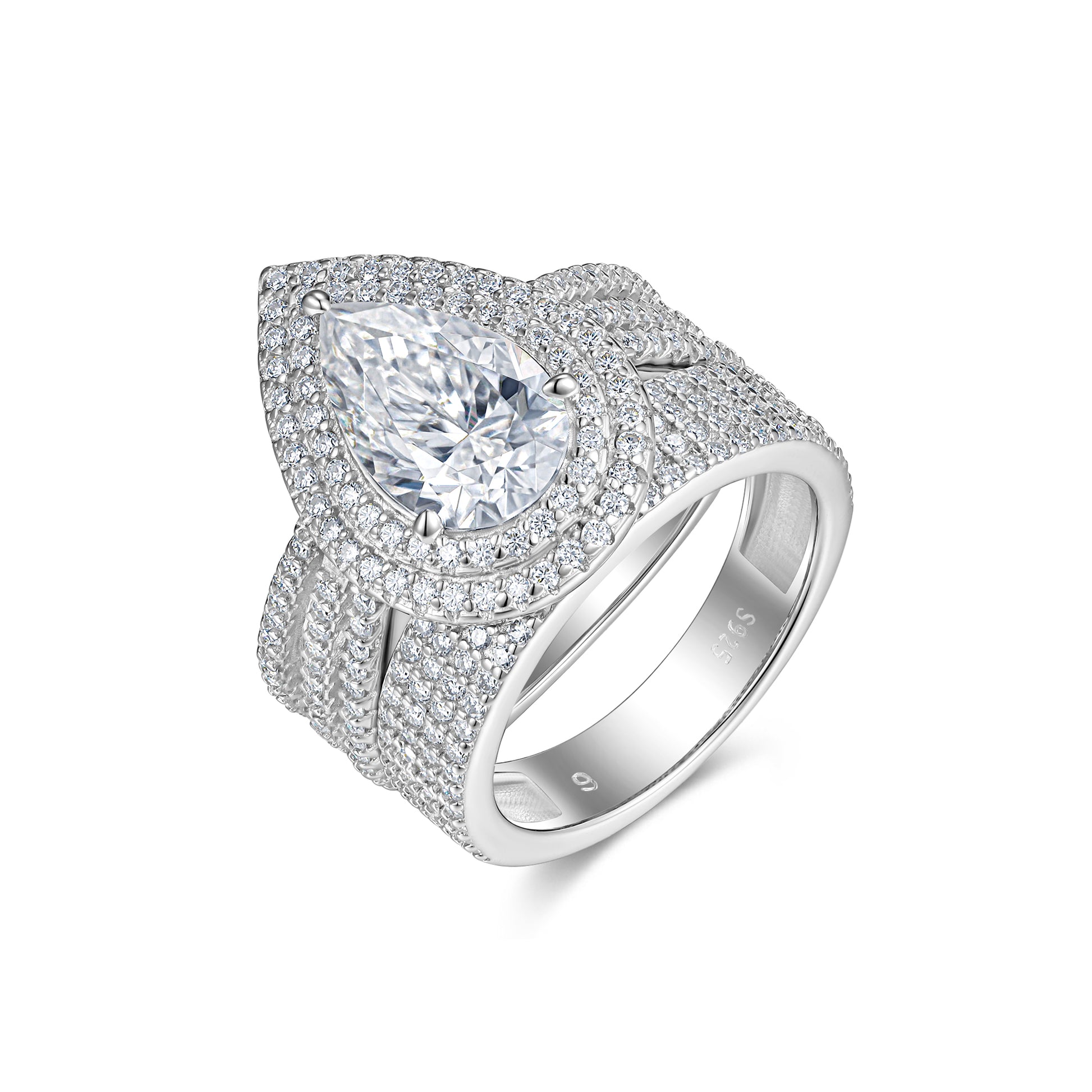 Seraphina Ring | Pear Halo Pave Ring
