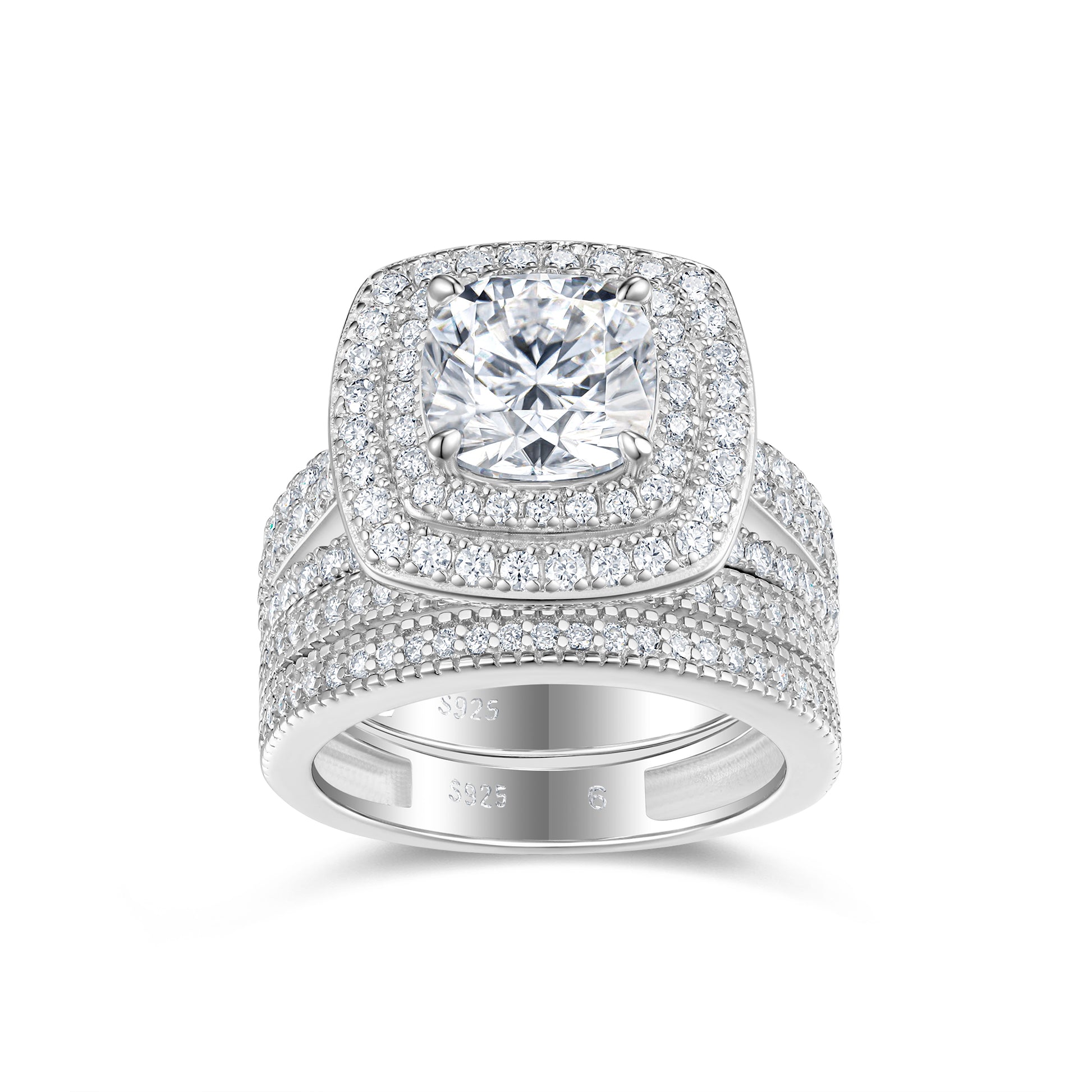Valencia Ring Set | Cushion Halo Bridal Set