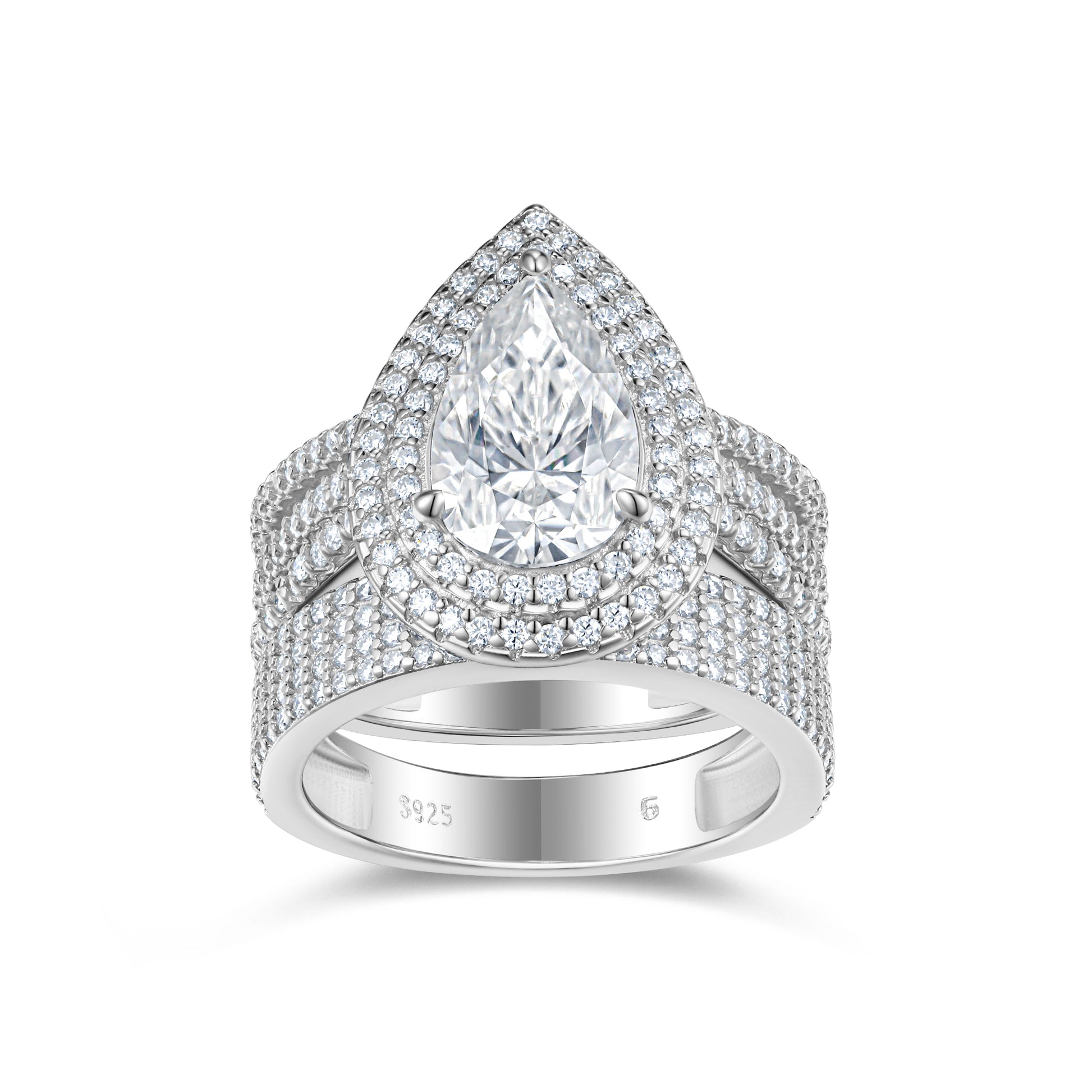 Seraphina Ring | Pear Halo Pave Ring