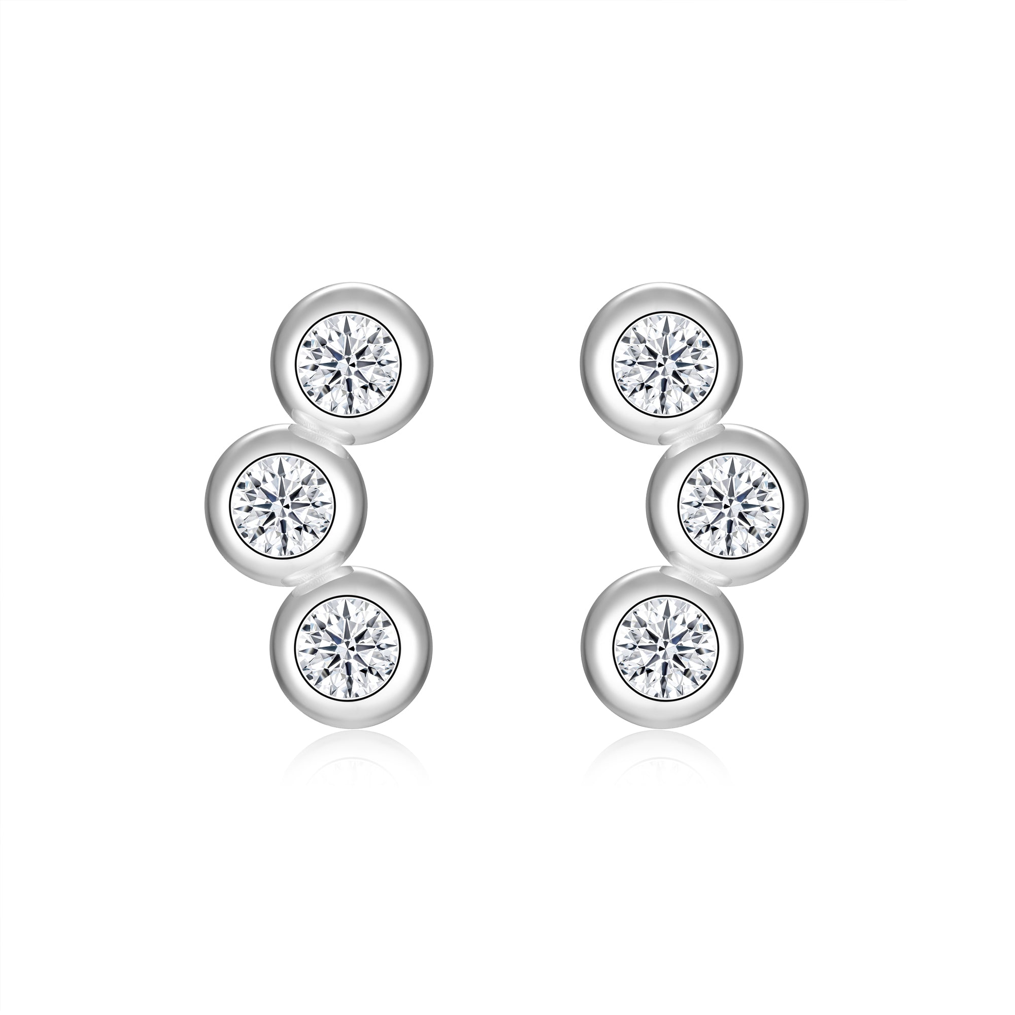 Halo Drop Earrings | Round Cut Moissanite, 925 Sterling Silver