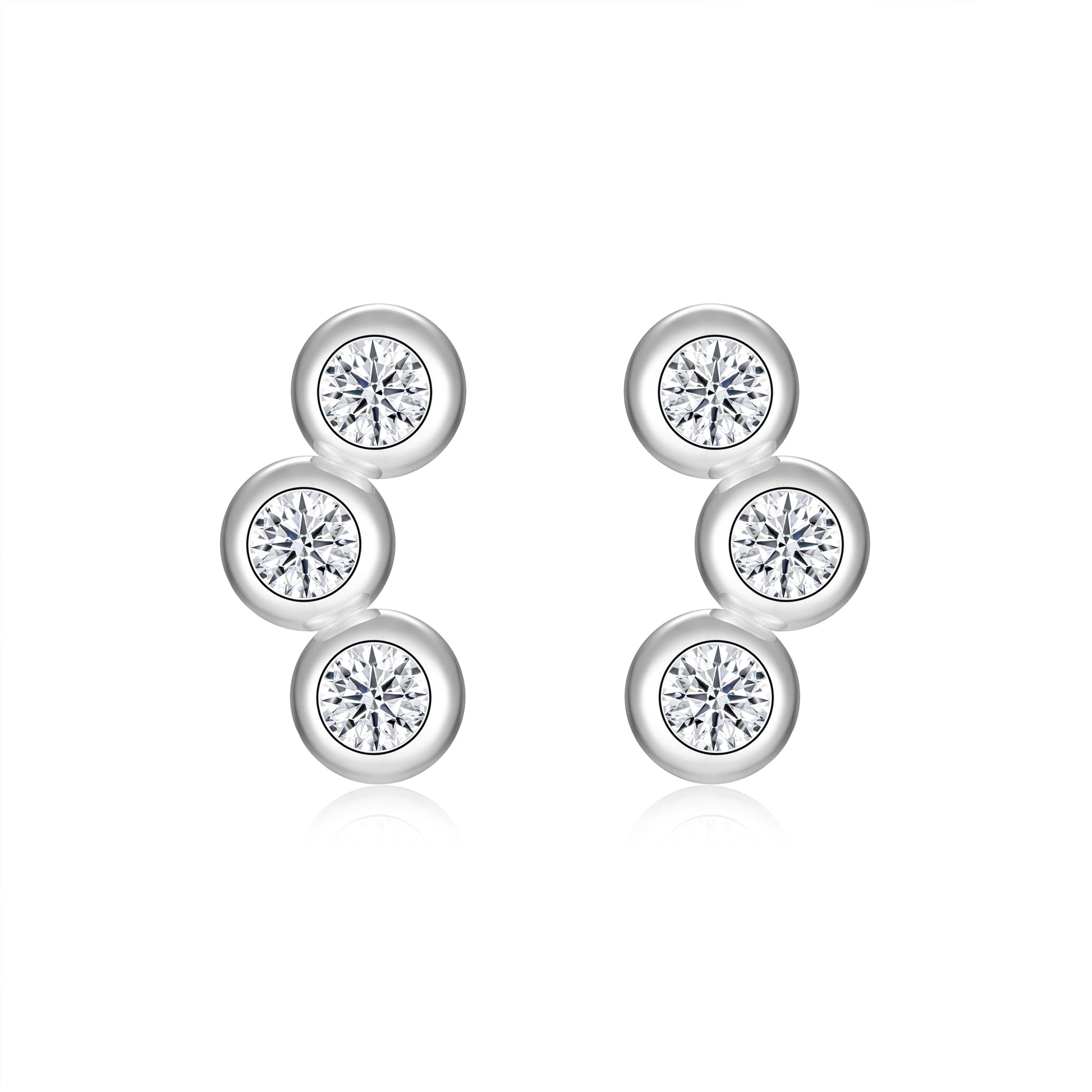Halo Drop Earrings | Round Cut Moissanite, 925 Sterling Silver