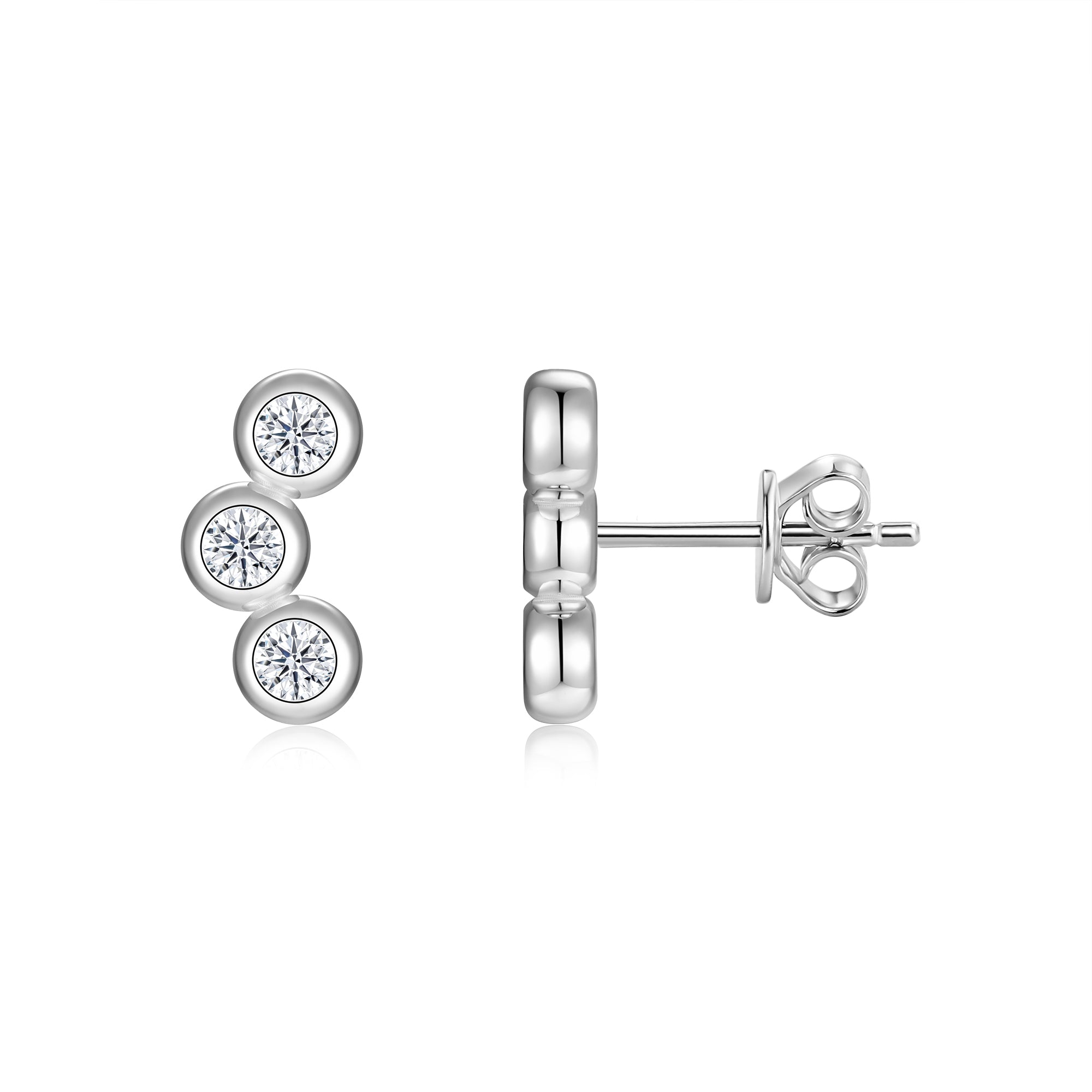 Halo Drop Earrings | Round Cut Moissanite, 925 Sterling Silver