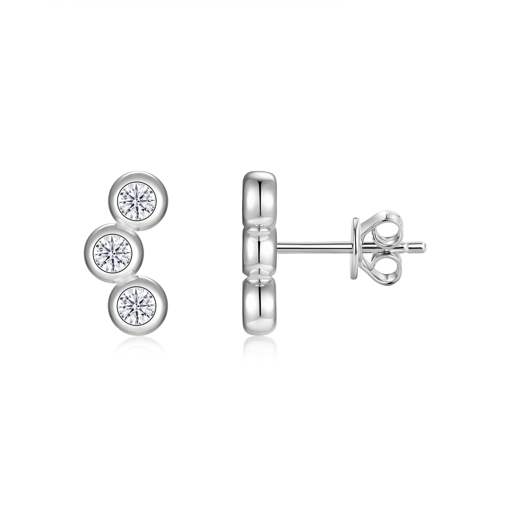 Halo Drop Earrings | Round Cut Moissanite, 925 Sterling Silver
