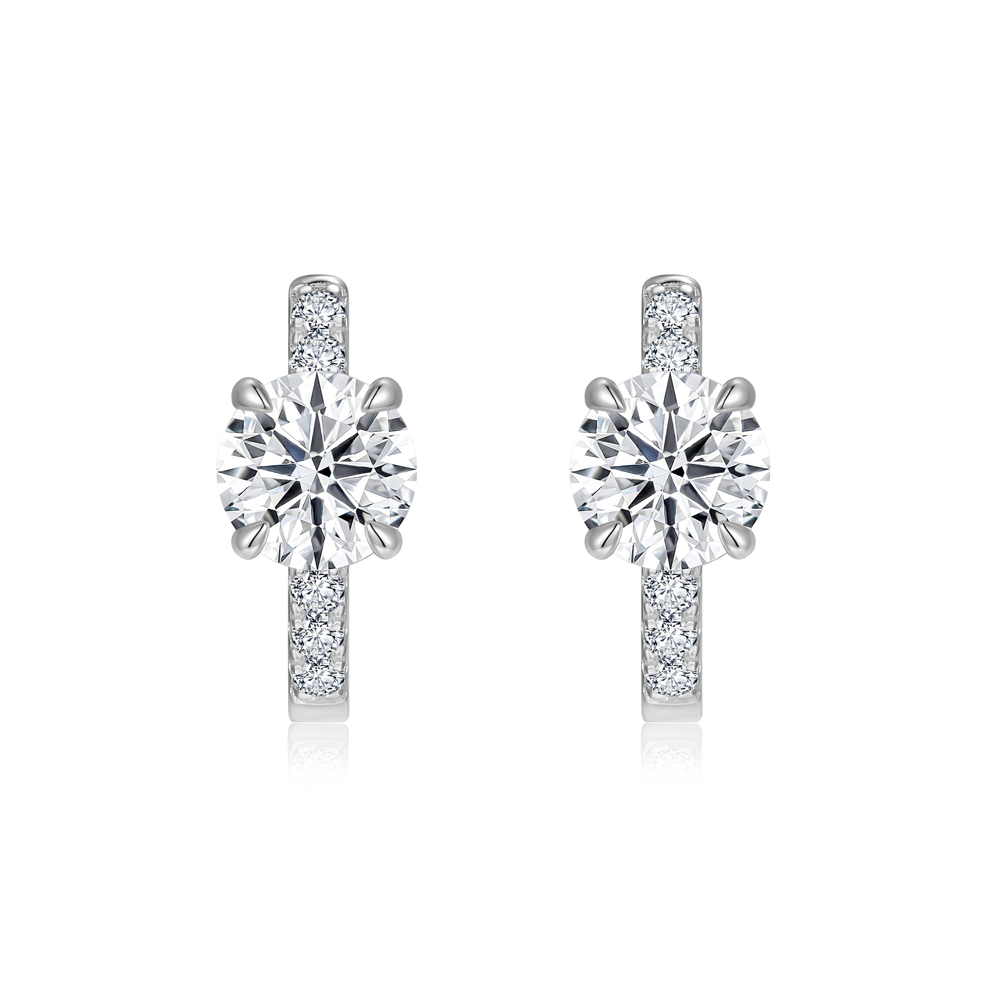 Petite Drop Earrings | Round Cut Moissanite, 925 Sterling Silver