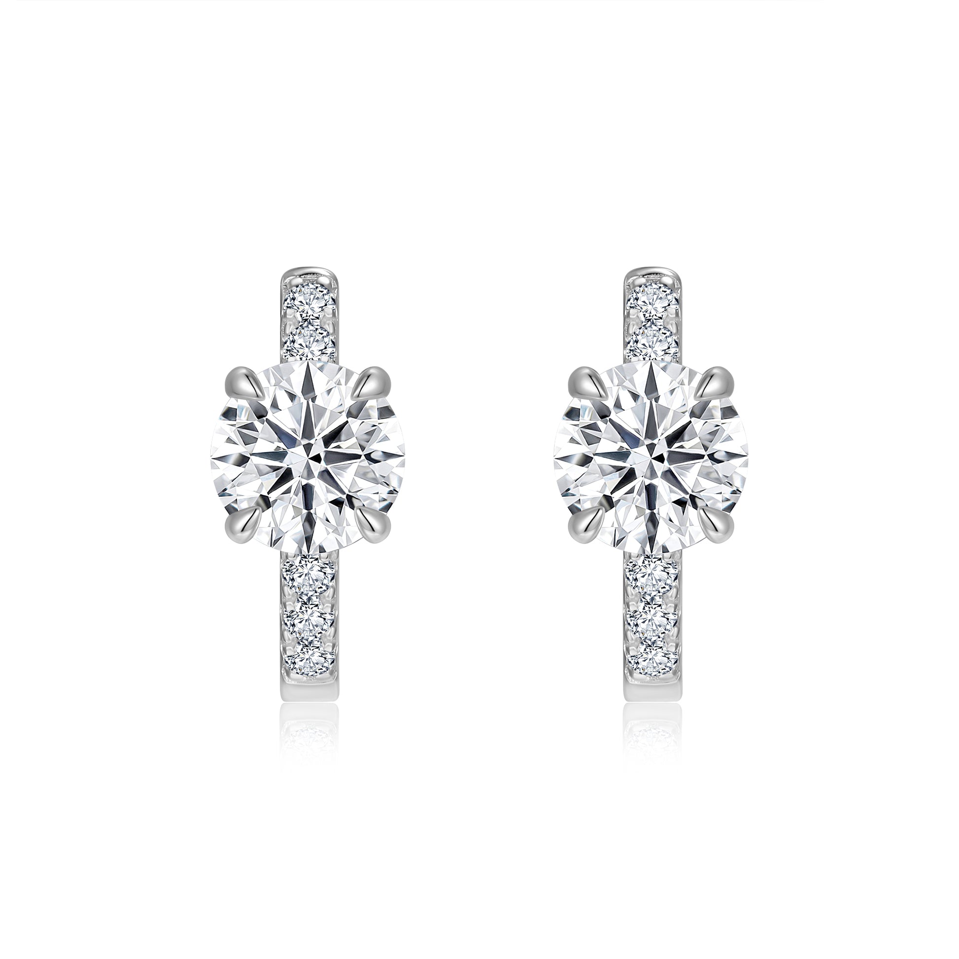 Petite Drop Earrings | Round Cut Moissanite, 925 Sterling Silver
