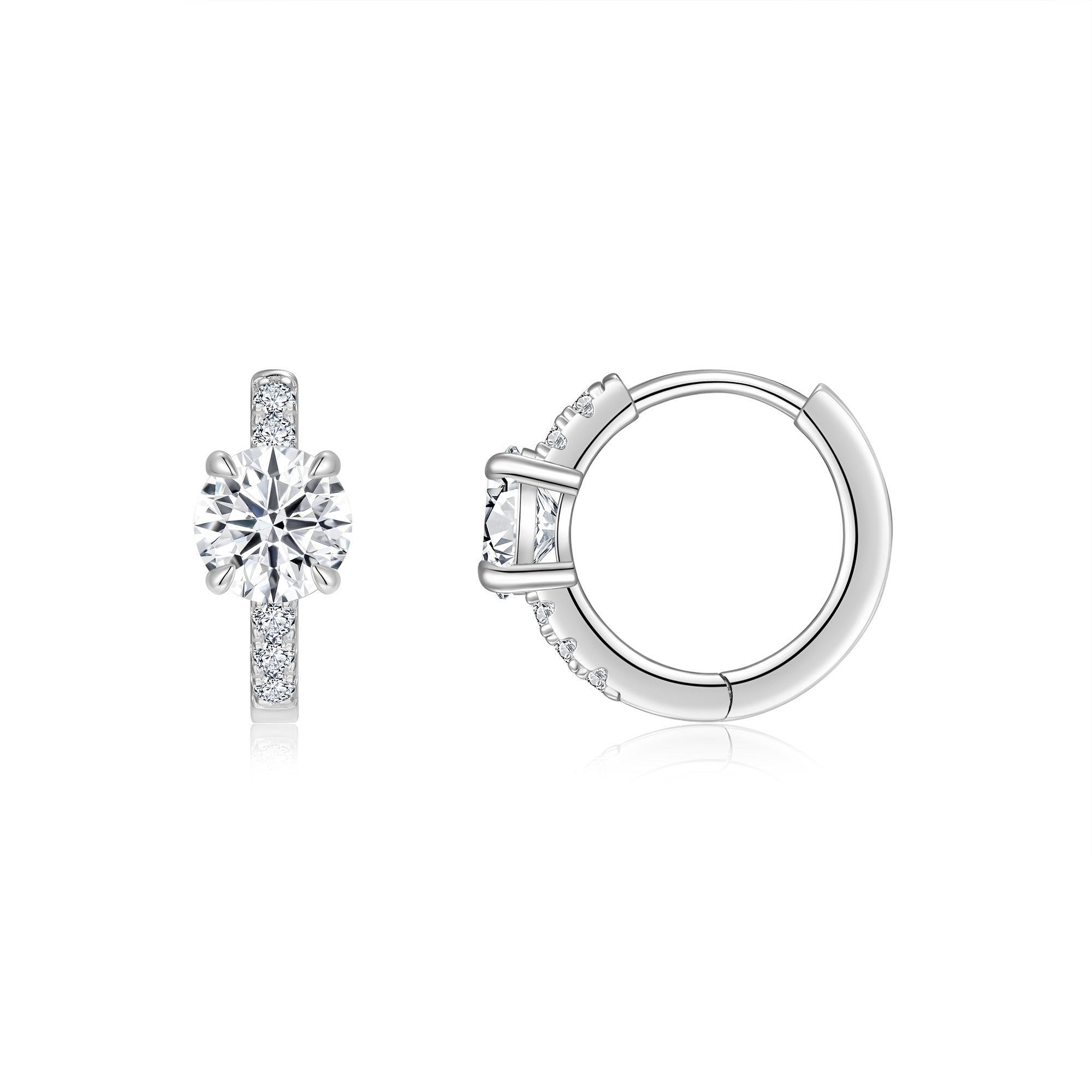 Petite Drop Earrings | Round Cut Moissanite, 925 Sterling Silver
