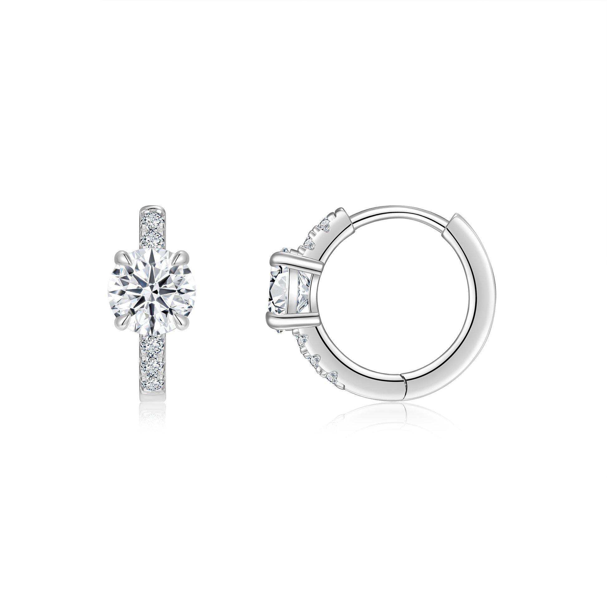 Petite Drop Earrings | Round Cut Moissanite, 925 Sterling Silver