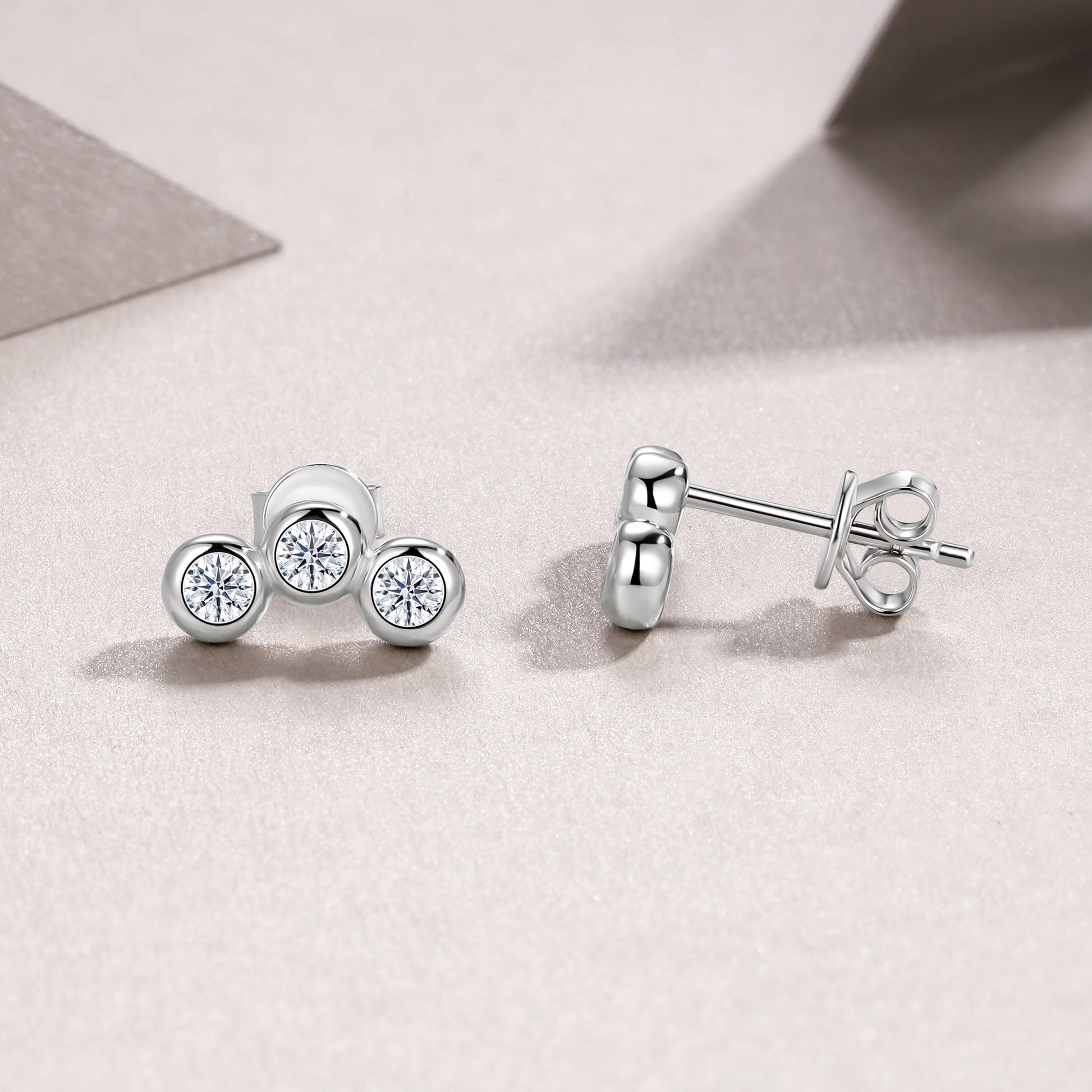 Halo Drop Earrings | Round Cut Moissanite, 925 Sterling Silver