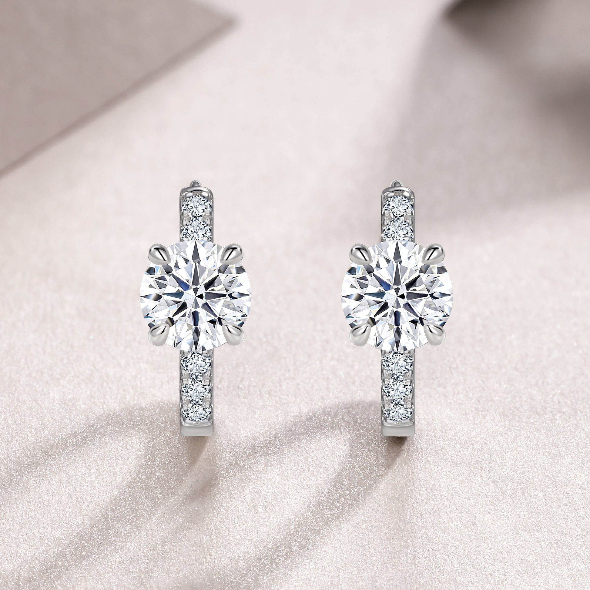 Petite Drop Earrings | Round Cut Moissanite, 925 Sterling Silver