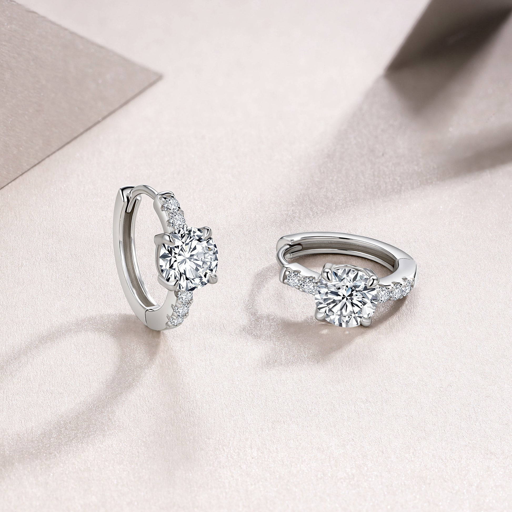 Petite Drop Earrings | Round Cut Moissanite, 925 Sterling Silver